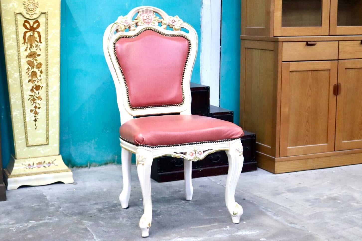 GMIS421B○ダイニングチェア アームレスチェア 椅子 木製 ドレッサー 猫脚 ヨーロピアン ロココ アンティーク調