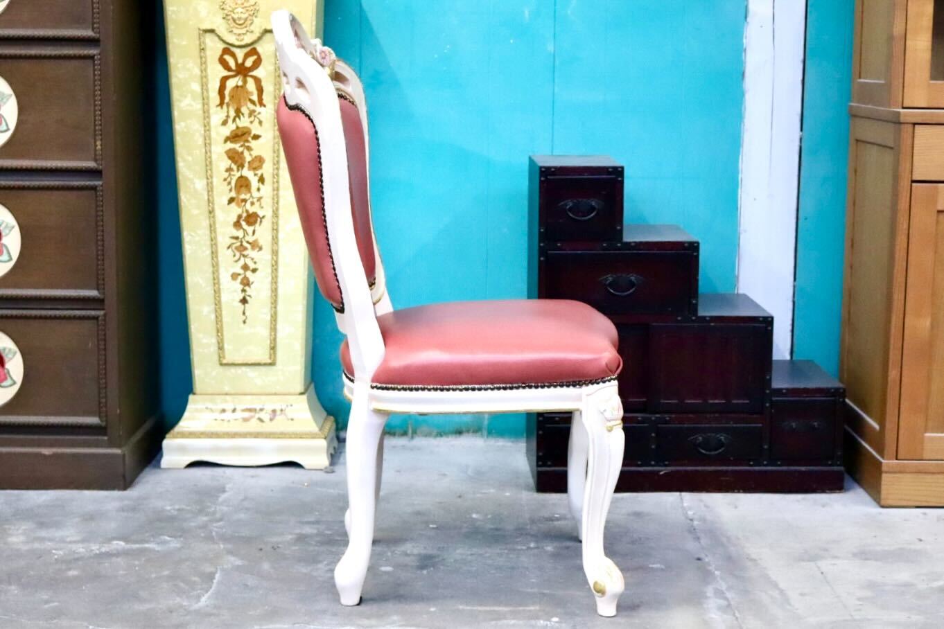 GMIS421B○ダイニングチェア アームレスチェア 椅子 木製 ドレッサー 猫脚 ヨーロピアン ロココ アンティーク調