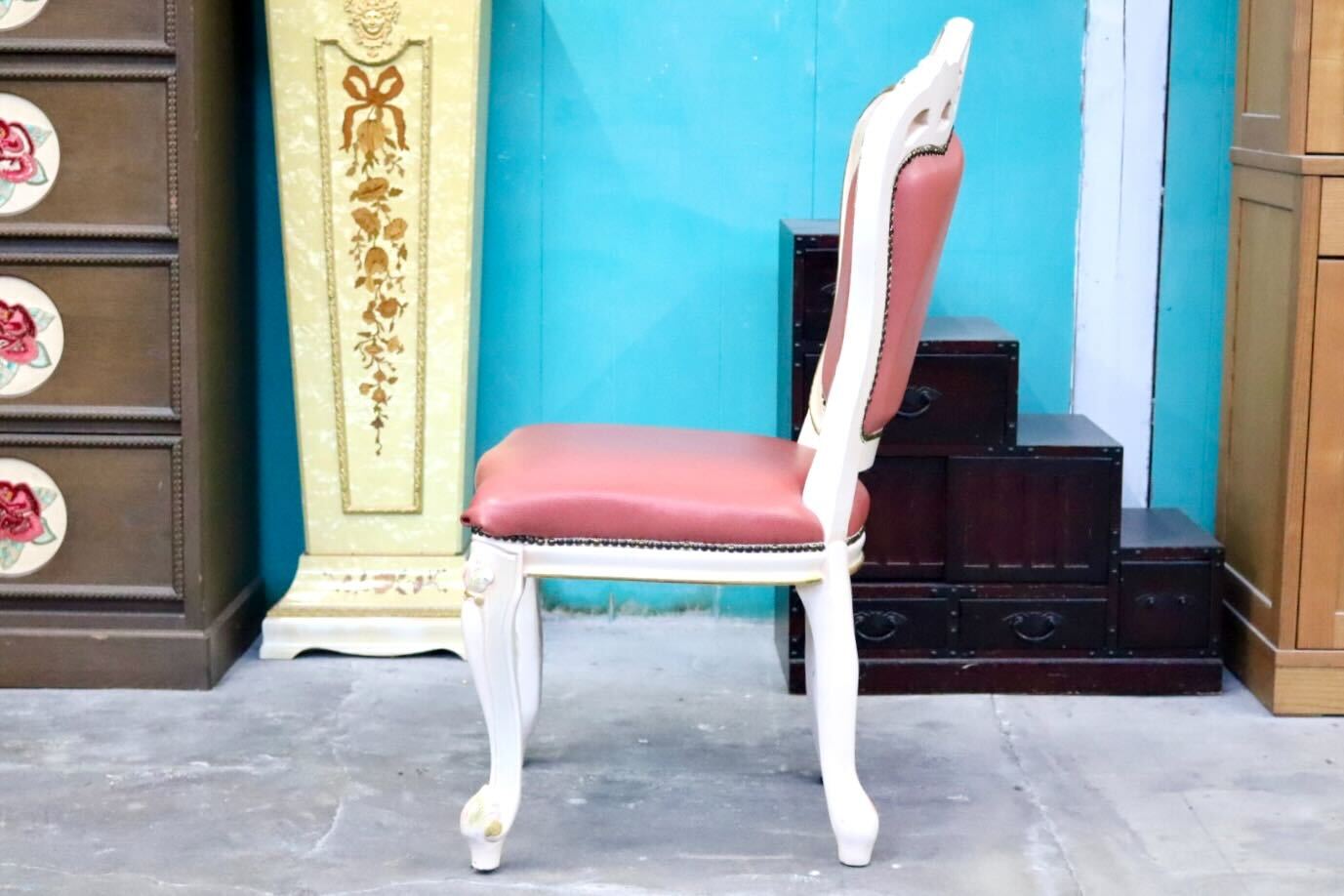 GMIS421B○ダイニングチェア アームレスチェア 椅子 木製 ドレッサー 猫脚 ヨーロピアン ロココ アンティーク調