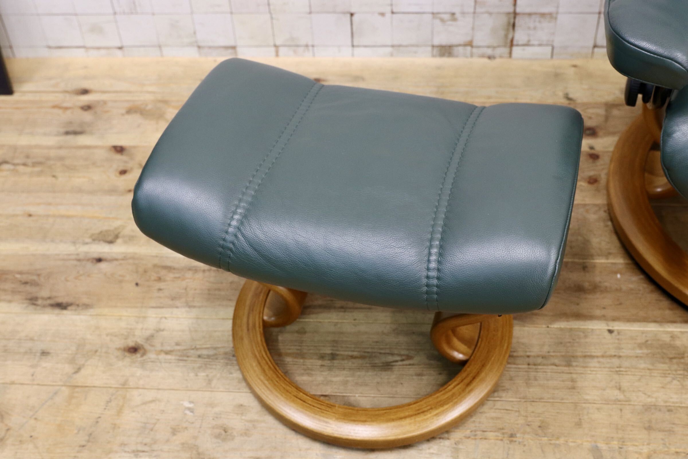 GMJO131○EKORNES / エコーネス Stressless ストレスレスチェア オットマン 本革 リクライニングチェア グリーン ノルウェー 北欧家具
