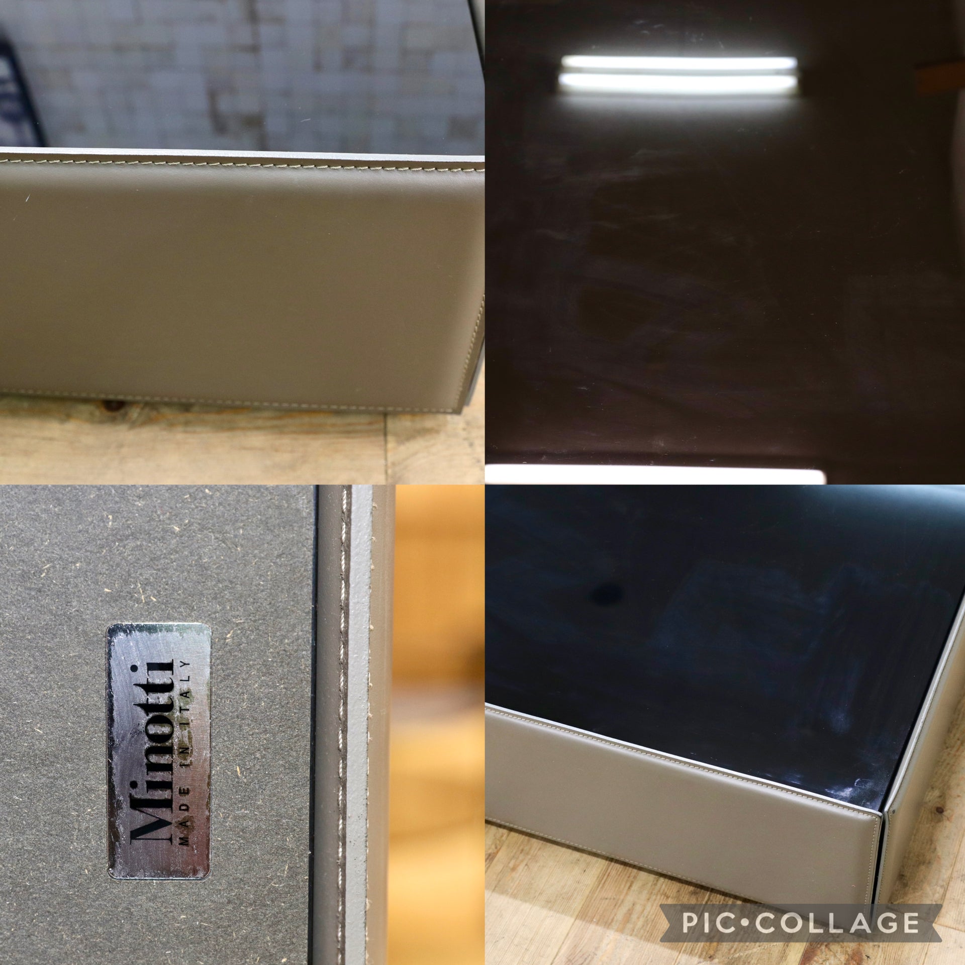 GMJK291○Minotti / ミノッティ SIDE コーヒーテーブル リビングテーブル ロドルフォ・ドルドーニ サドルレザー イタリア製 定価約130万