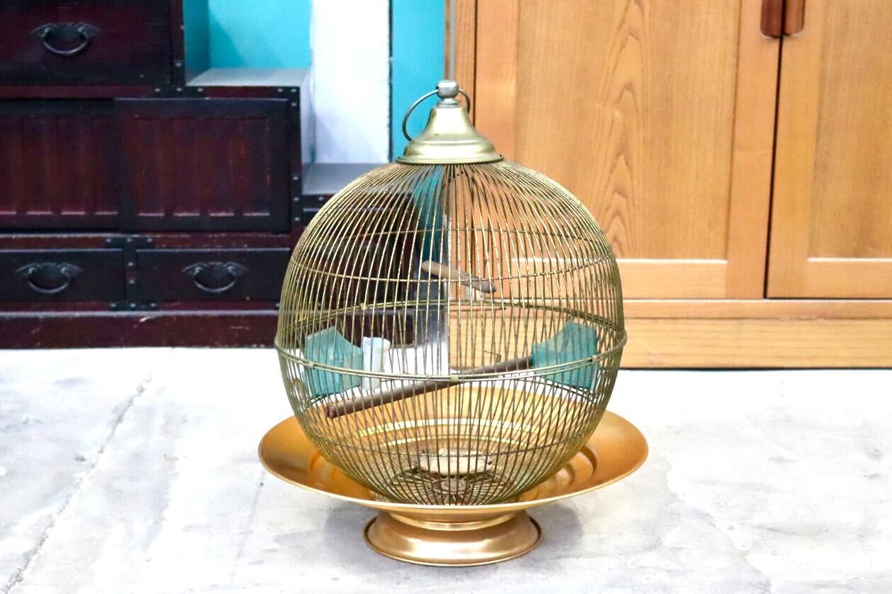 GMIH367A○KINSEN / キンセン 鳥かご 鳥籠 バードゲージ 鳥小屋 丸型 金属製 吊り下げ 昭和 レトロ ヴィンテージ