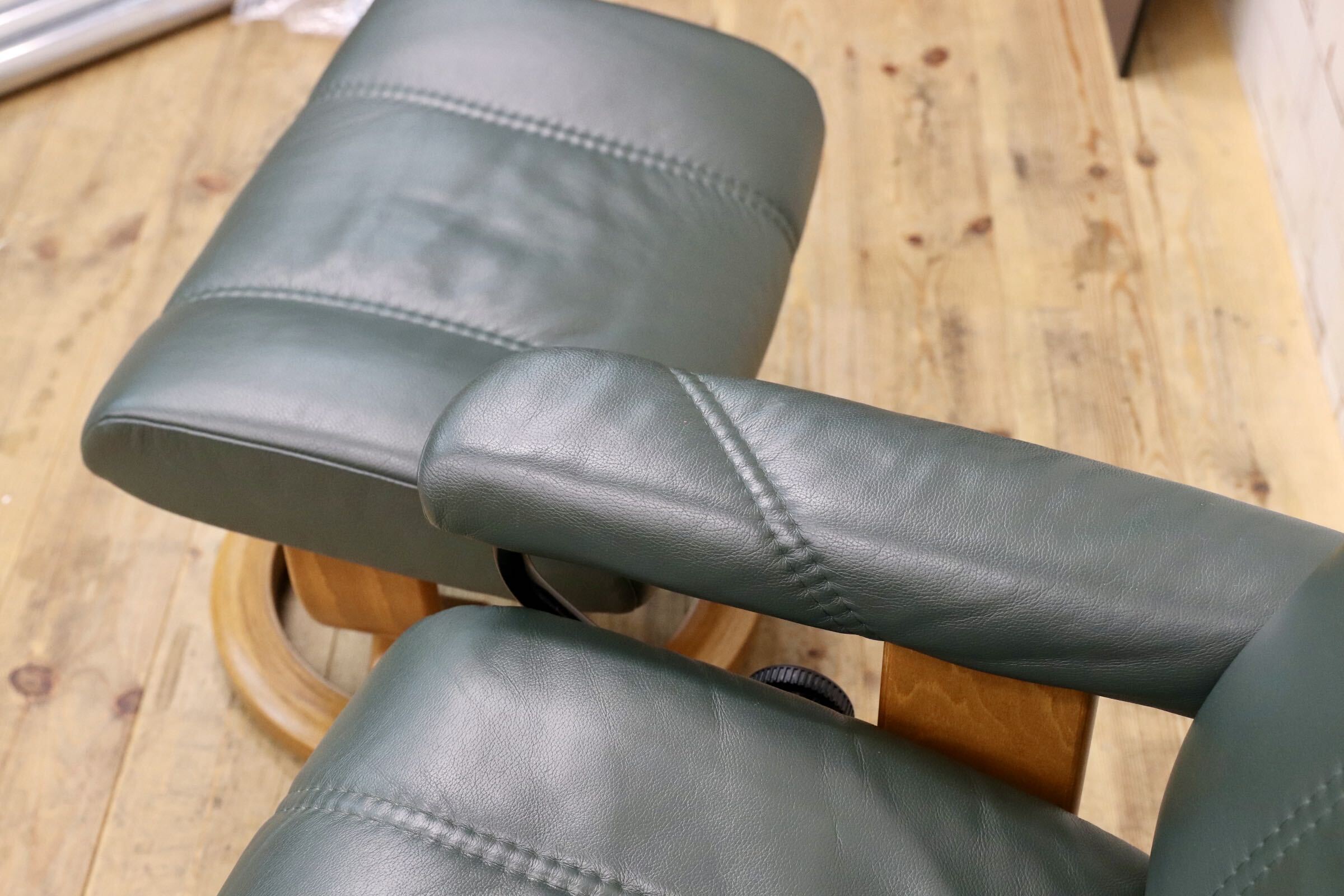 GMJO131○EKORNES / エコーネス Stressless ストレスレスチェア オットマン 本革 リクライニングチェア グリーン ノルウェー 北欧家具