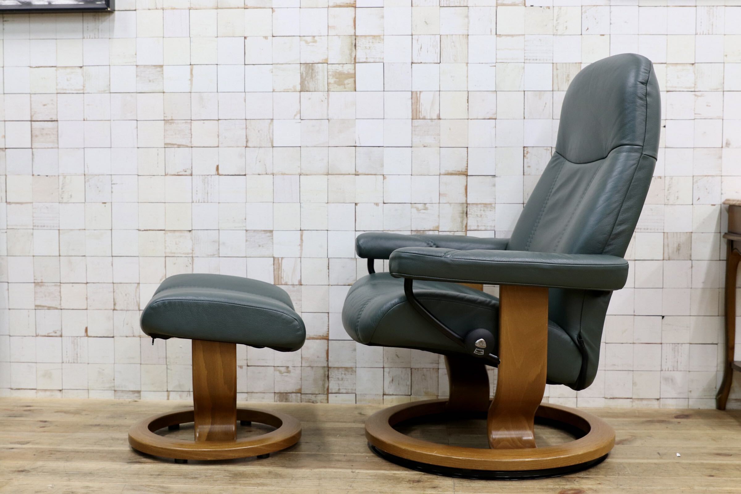 GMJO131○EKORNES / エコーネス Stressless ストレスレスチェア オットマン 本革 リクライニングチェア グリーン ノルウェー 北欧家具