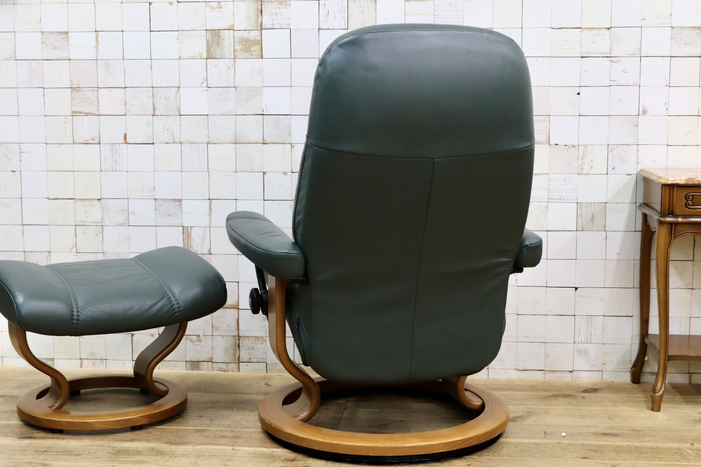 GMJO131○EKORNES / エコーネス Stressless ストレスレスチェア オットマン 本革 リクライニングチェア グリーン ノルウェー 北欧家具