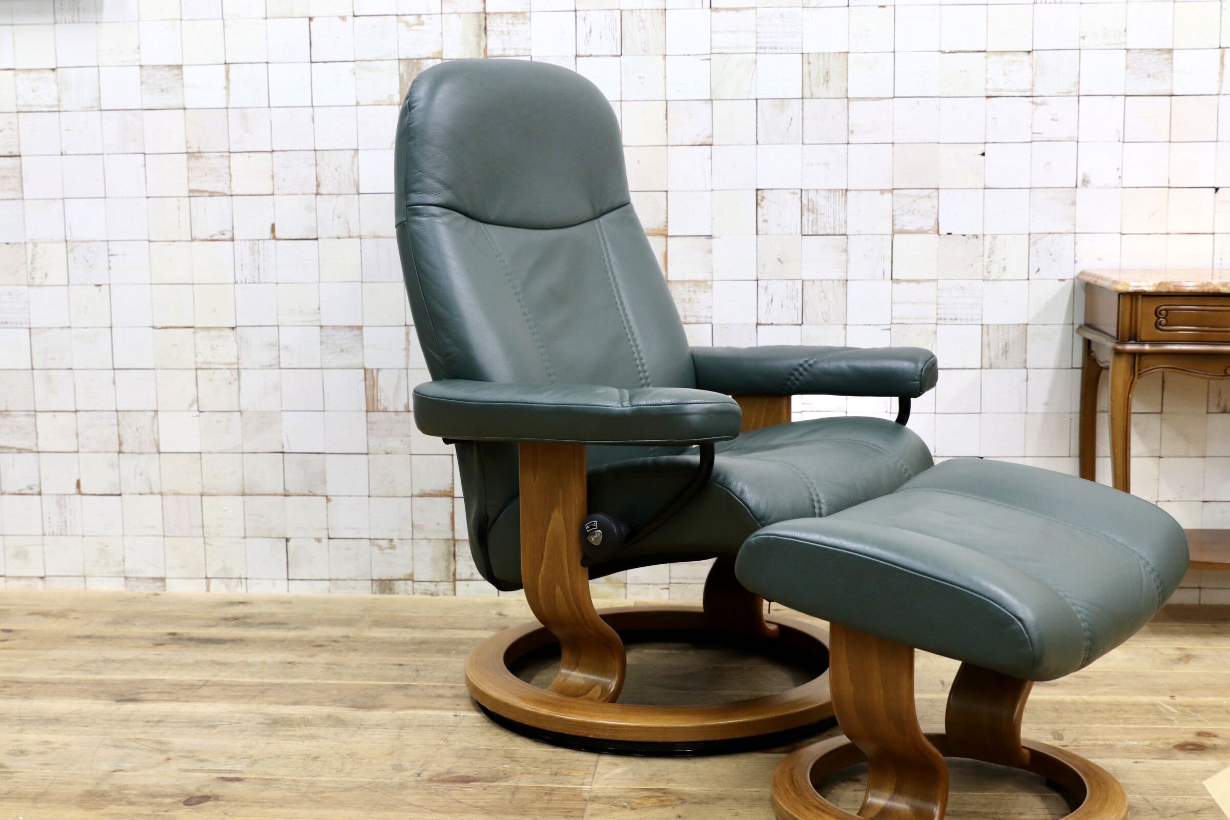 GMJO131○EKORNES / エコーネス Stressless ストレスレスチェア オットマン 本革 リクライニングチェア グリーン ノルウェー 北欧家具