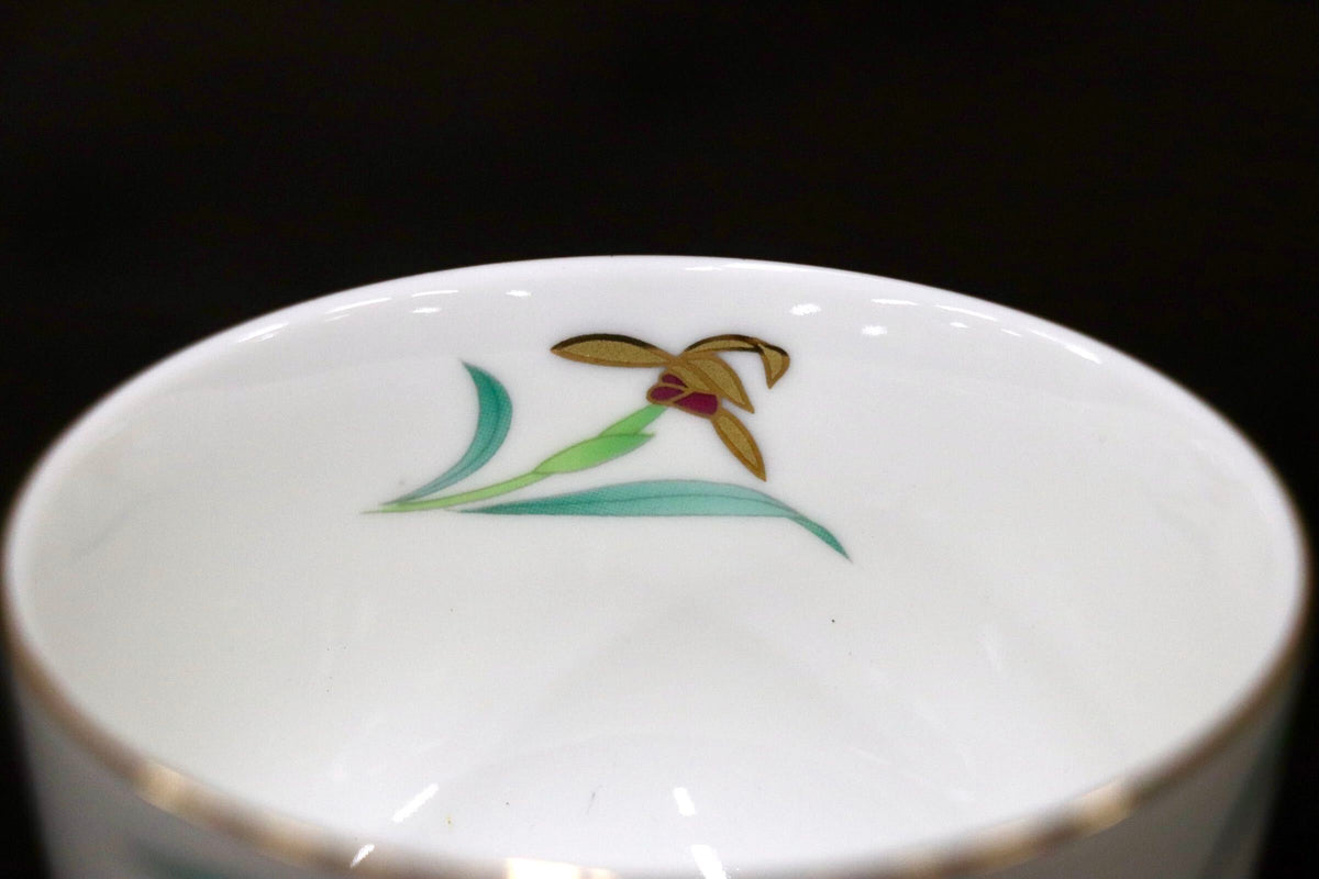 GMJK374AJ◯有田焼 弥生窯 湯呑 煎茶碗 汲出碗 お茶碗 煎茶揃い 湯呑揃い 茶器 和食器 陶器 在銘 伝統工芸 和モダン 5客セット