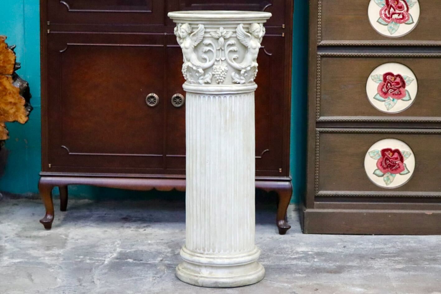 GMIS418I○花台 オブジェ 置物 ポール レジン 樹脂 ガーデニング 庭 アンティーク調 ヨーロピアン イタリアン