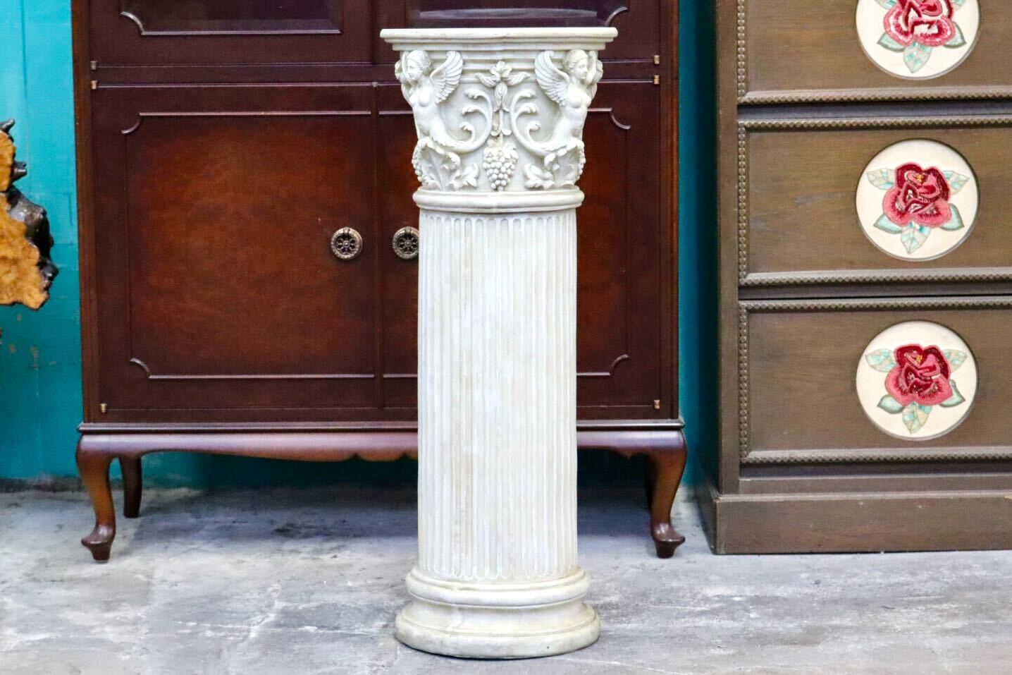 GMIS418I○花台 オブジェ 置物 ポール レジン 樹脂 ガーデニング 庭 アンティーク調 ヨーロピアン イタリアン