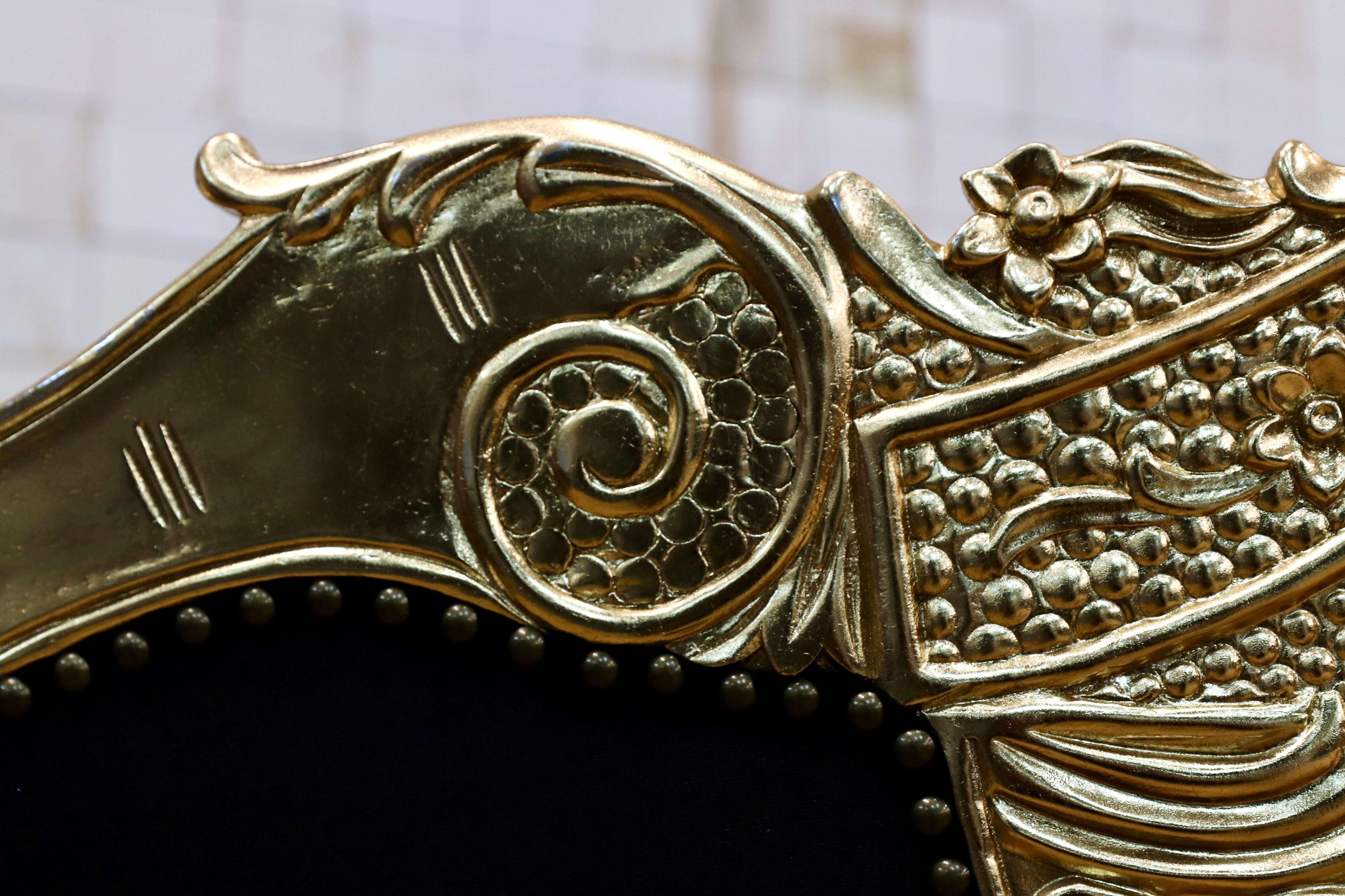 GMIK532○ヴェネチアン トリプルソファ イタリア 輸入家具 クラシック エレガント ブラック×ゴールド ファブリック 定価約46万 展示品