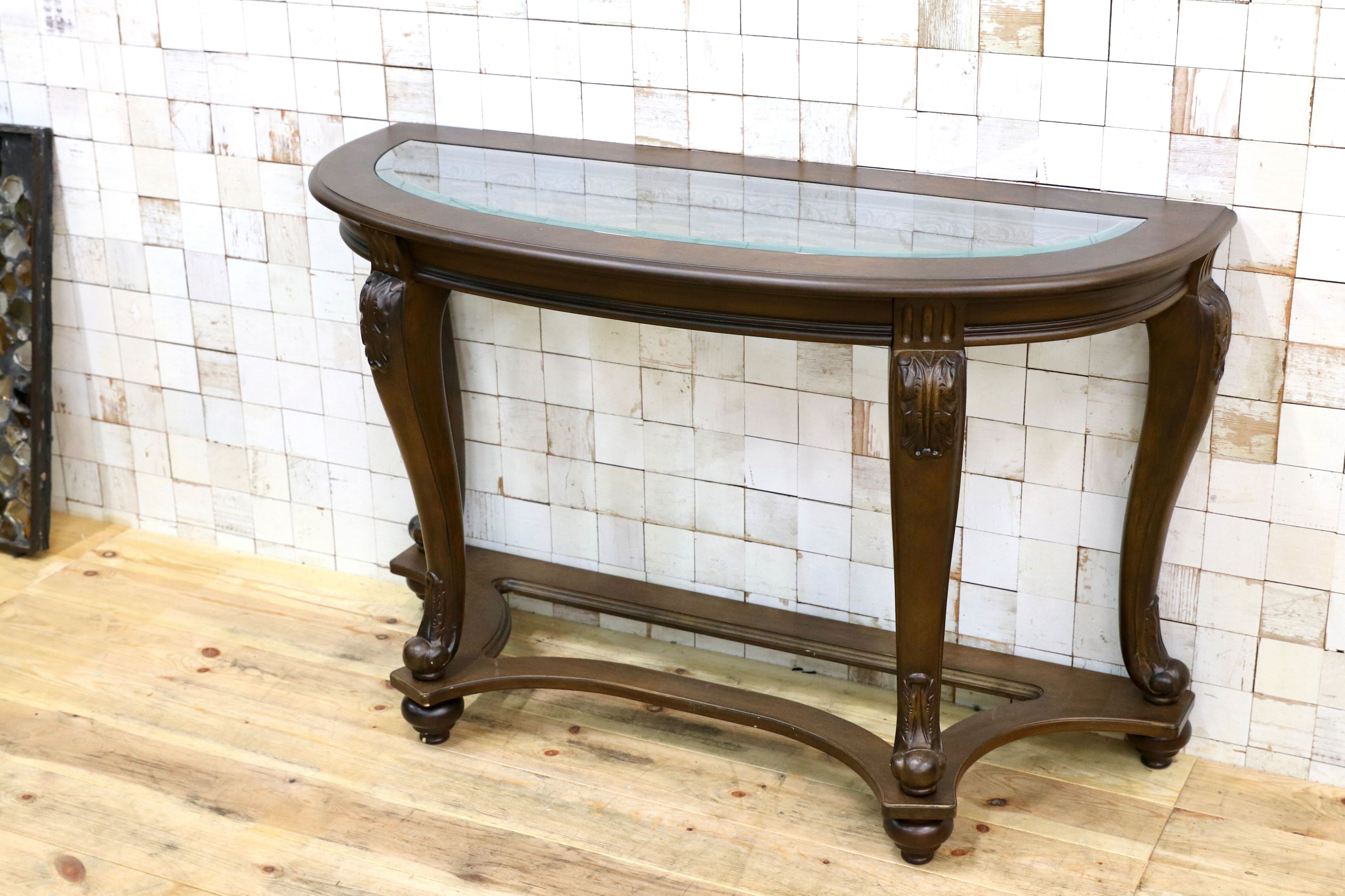 GMIK538○Signature Design by Ashley Norcastleシリーズ 半円型 コンソールテーブル 花台 クラシック アンティーク調 飾り台 定価約8.2万