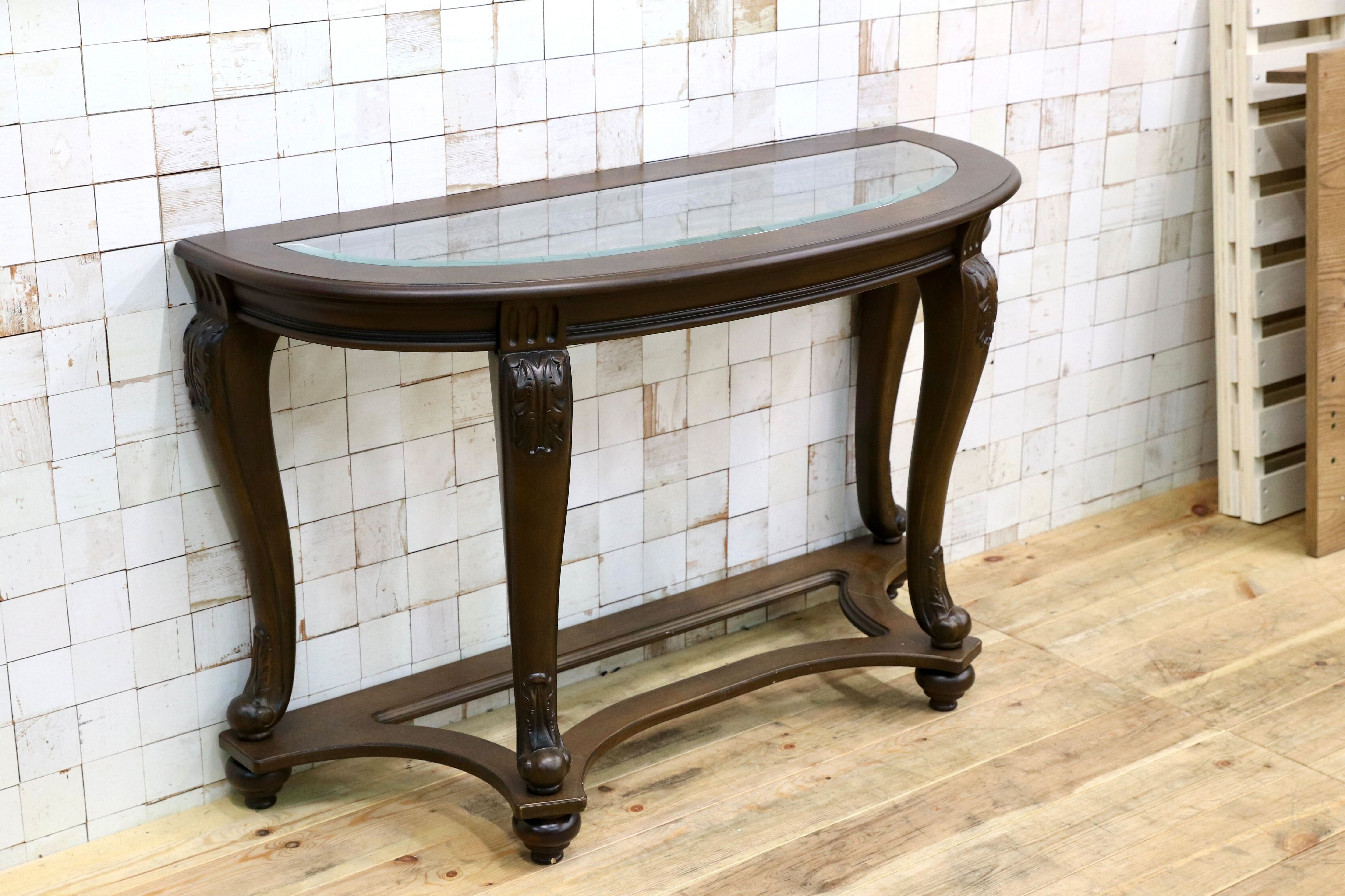GMIK538○Signature Design by Ashley Norcastleシリーズ 半円型 コンソールテーブル 花台 クラシック アンティーク調 飾り台 定価約8.2万