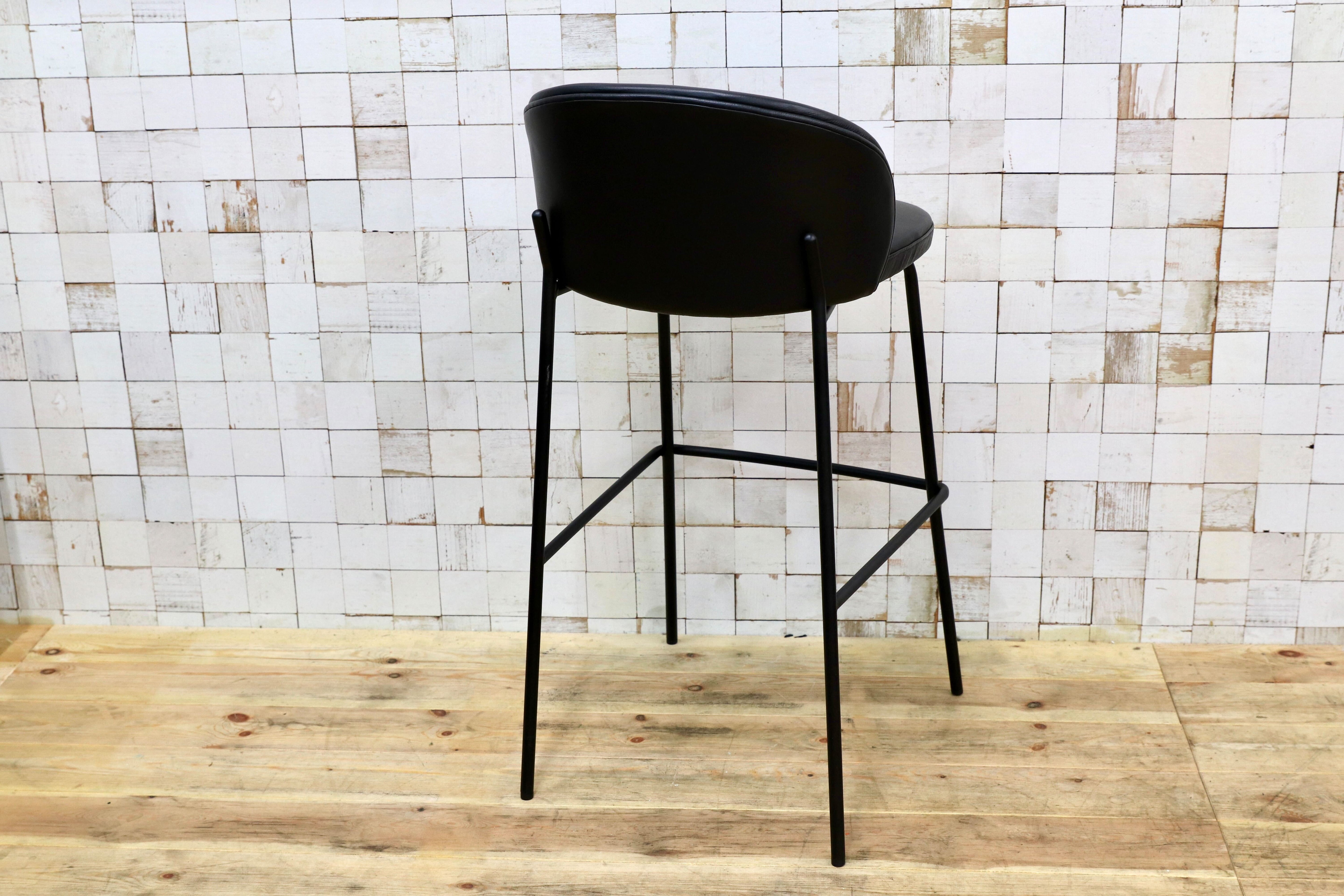 GMIK536○BoConcept / ボーコンセント PRINCETON プリンストン バーチェア ハイチェア カウンターチェア 本革 ブラック 定価約8.5万