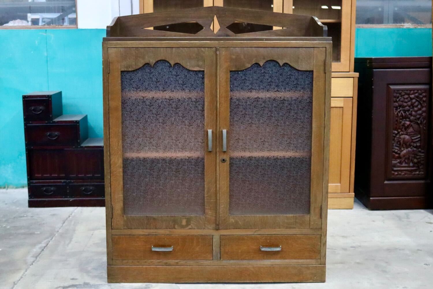 GMIH285B○和製アンティーク ヴィンテージ 昭和レトロ キャビネット リビングボード オーク材 クラシック