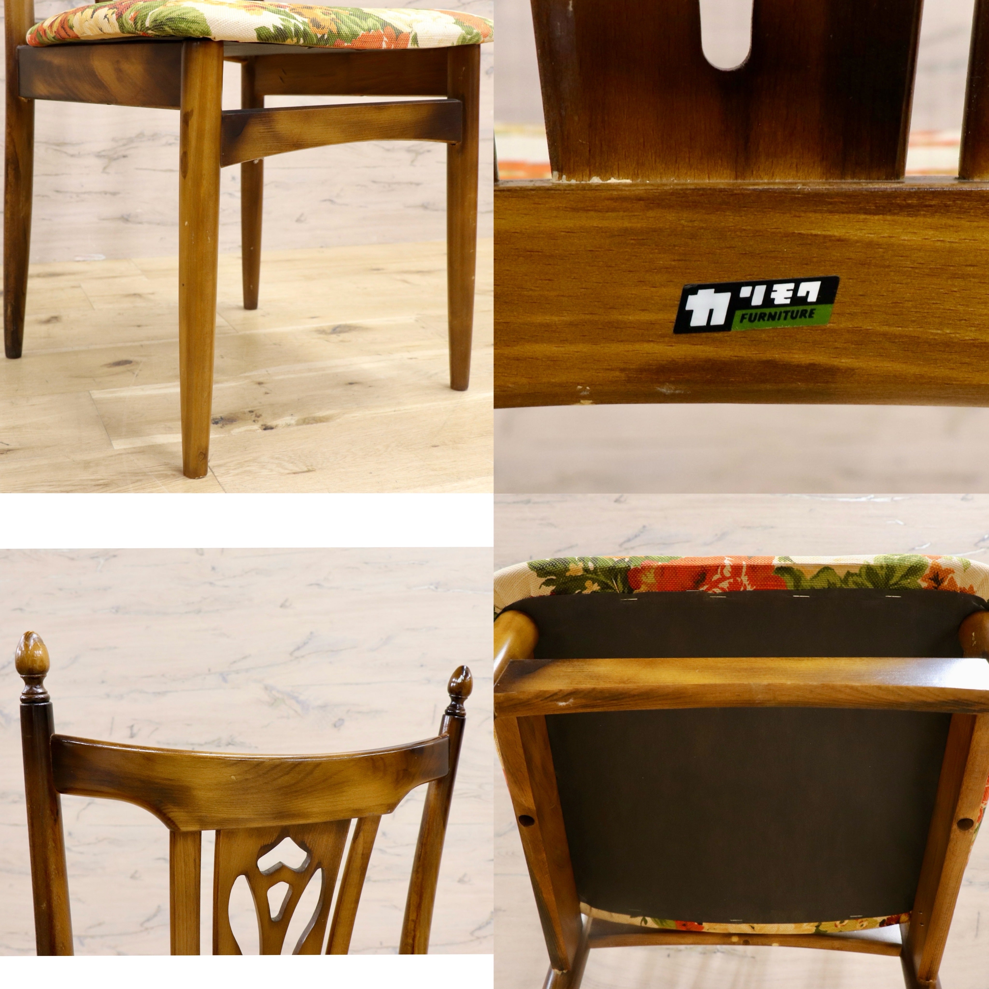 GMJH235A○karimoku / カリモク コロニアル オールドカリモク ダイニングチェア 椅子 カントリー レトロ ヴィンテージ 花柄 木製家具