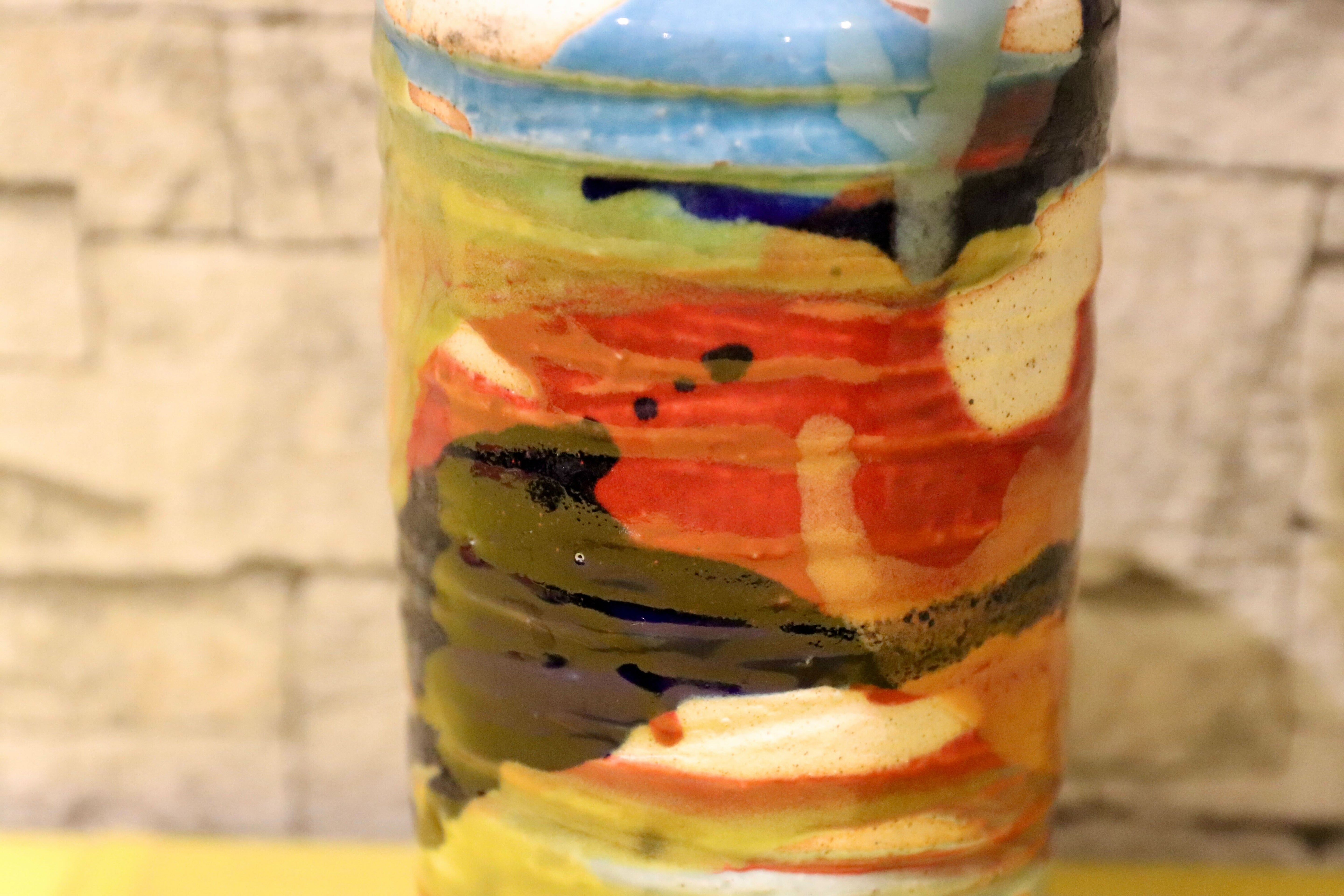 GMIO201A○丹文窯 / Tanbungama ウォーターボトル 丹波立杭焼 一点物 ミャクミャク模様 花瓶 フラワーベース