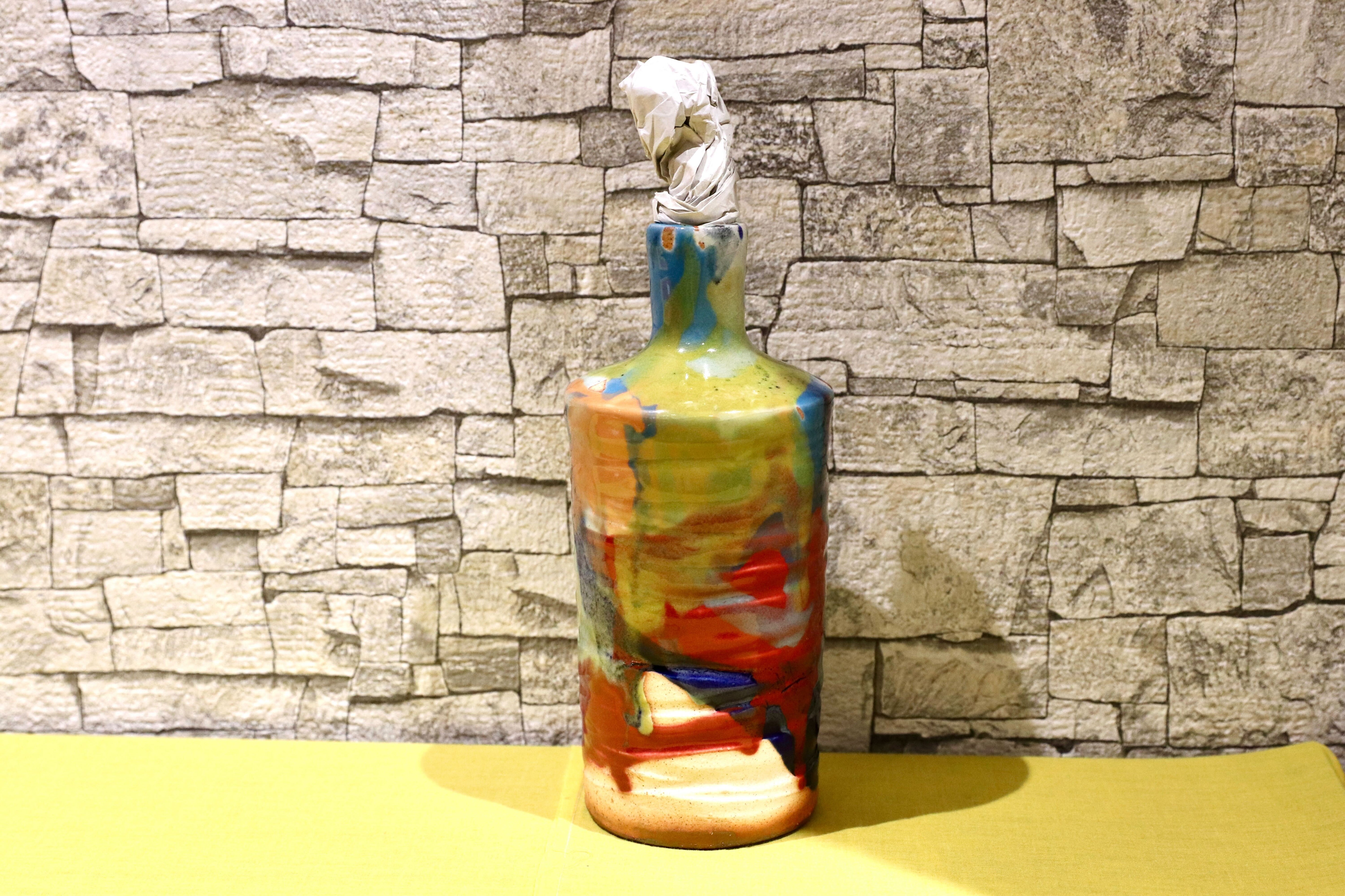 GMIO201B○丹文窯 / Tanbungama ウォーターボトル 丹波立杭焼 一点物 ミャクミャク模様 花瓶 フラワーベース