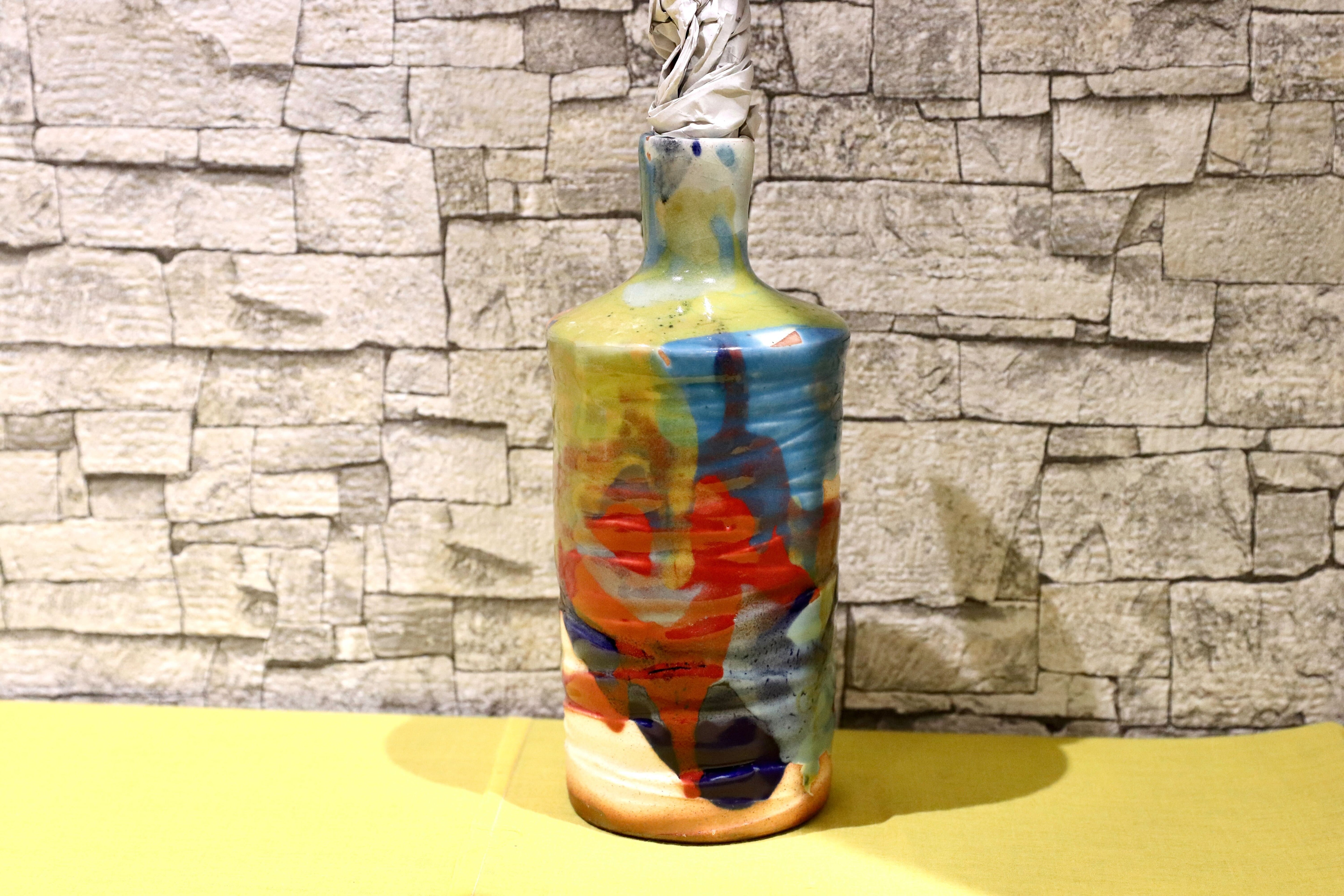 GMIO201B○丹文窯 / Tanbungama ウォーターボトル 丹波立杭焼 一点物 ミャクミャク模様 花瓶 フラワーベース