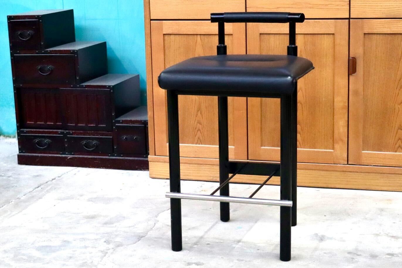 GMIS434A○モリシゲ / MORISHIGE カウンターチェア ハイチェア ハイスツール アームレスチェア 椅子 本革 天然木 漆 ブラック 国産家具