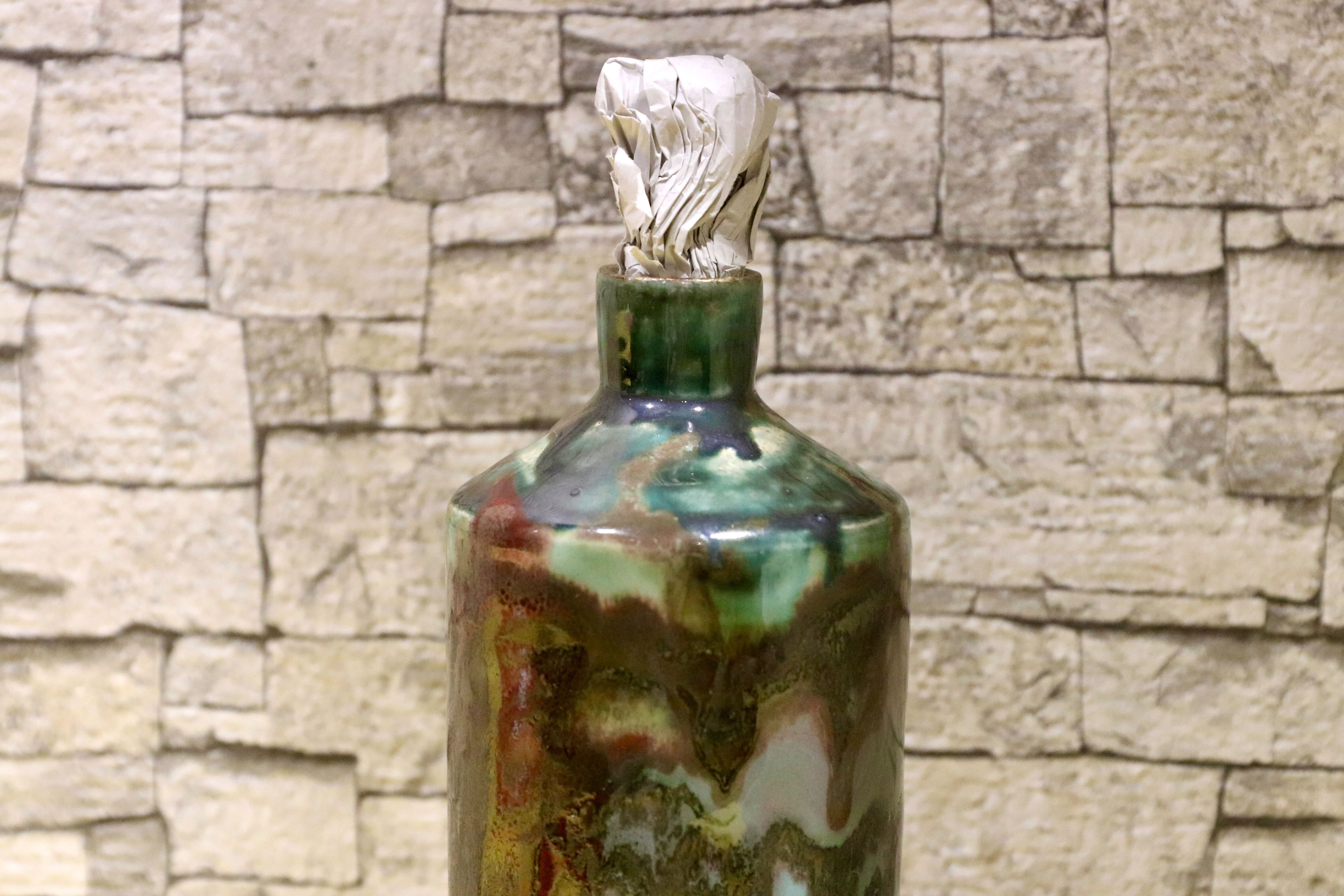 GMIO201C○丹文窯 / Tanbungama ウォーターボトル 丹波立杭焼 一点物 ミャクミャク模様 花瓶 フラワーベース