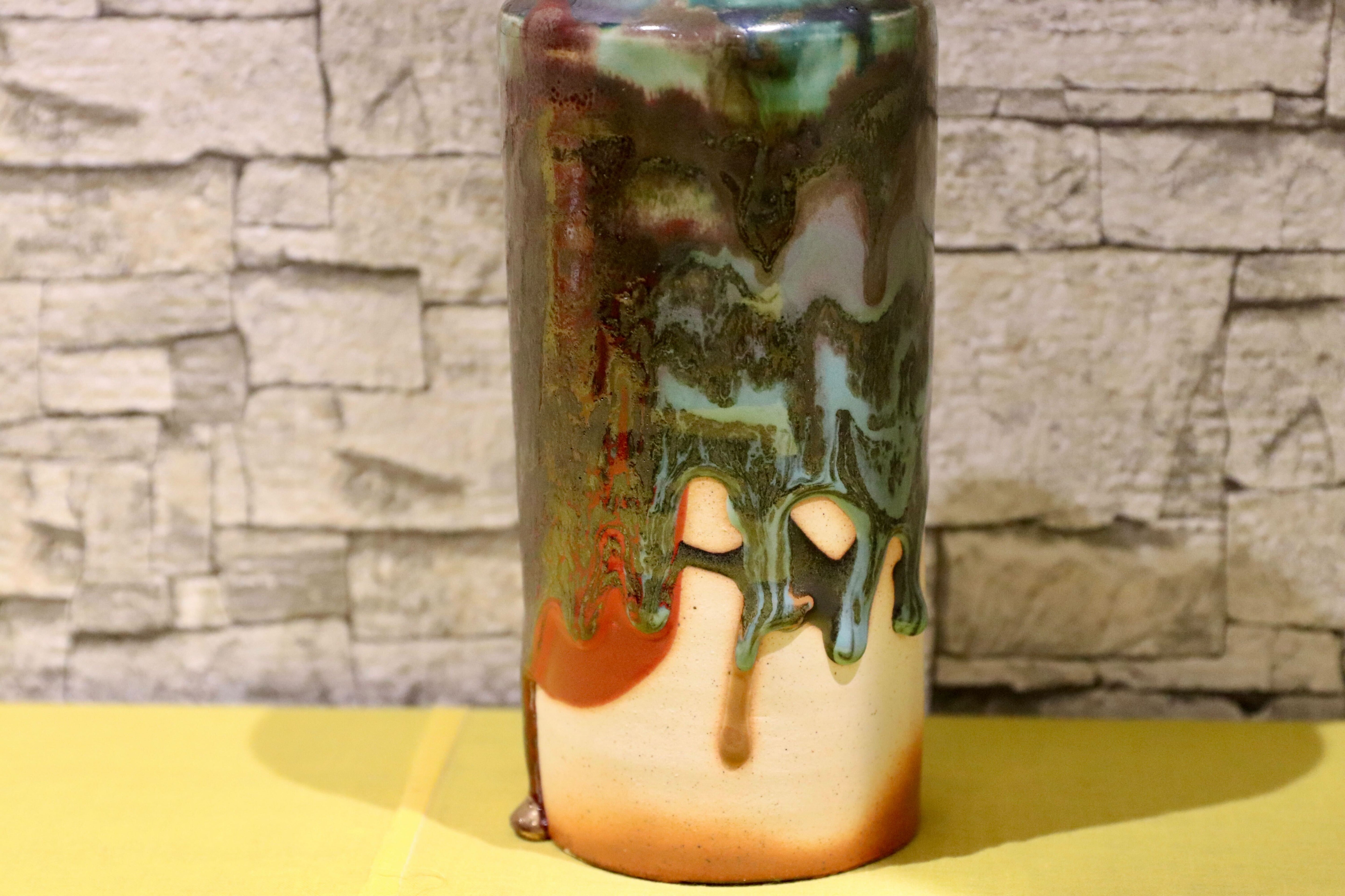 GMIO201C○丹文窯 / Tanbungama ウォーターボトル 丹波立杭焼 一点物 ミャクミャク模様 花瓶 フラワーベース