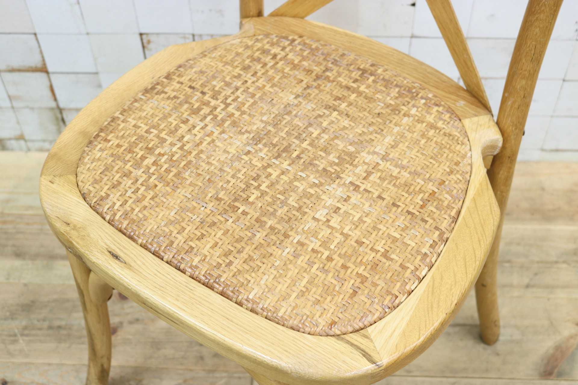 GMIH490G〇クロスバックチェア 木製 ラタン カフェチェア ビストロチェア ダイニングチェア ナチュラル 椅子