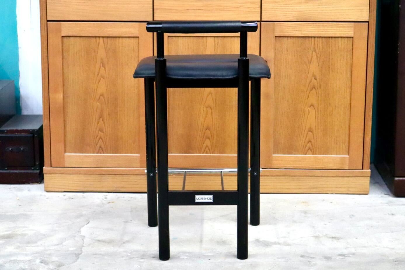 GMIS434A○モリシゲ / MORISHIGE カウンターチェア ハイチェア ハイスツール アームレスチェア 椅子 本革 天然木 漆 ブラック 国産家具