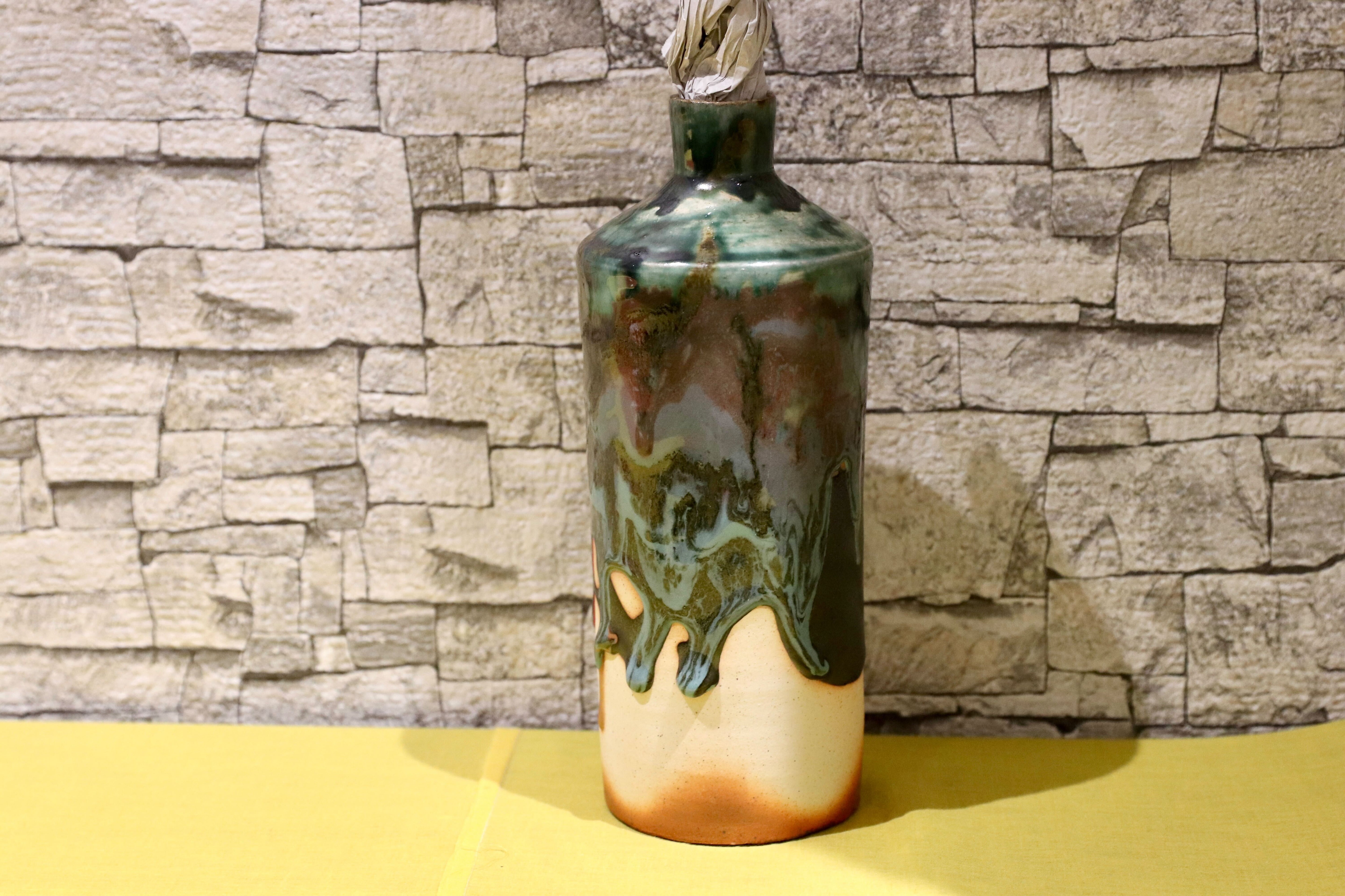 GMIO201C○丹文窯 / Tanbungama ウォーターボトル 丹波立杭焼 一点物 ミャクミャク模様 花瓶 フラワーベース