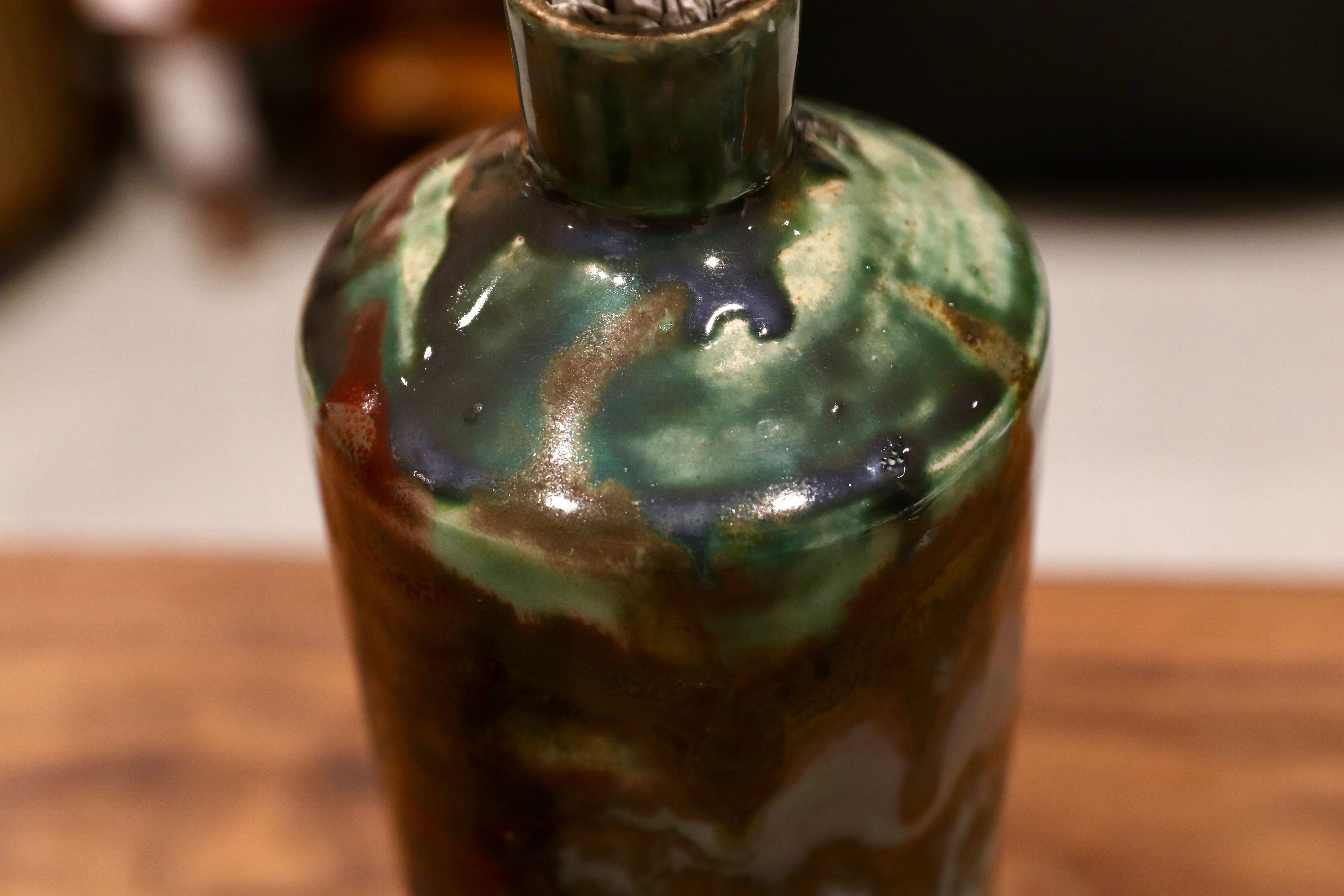 GMIO201C○丹文窯 / Tanbungama ウォーターボトル 丹波立杭焼 一点物 ミャクミャク模様 花瓶 フラワーベース