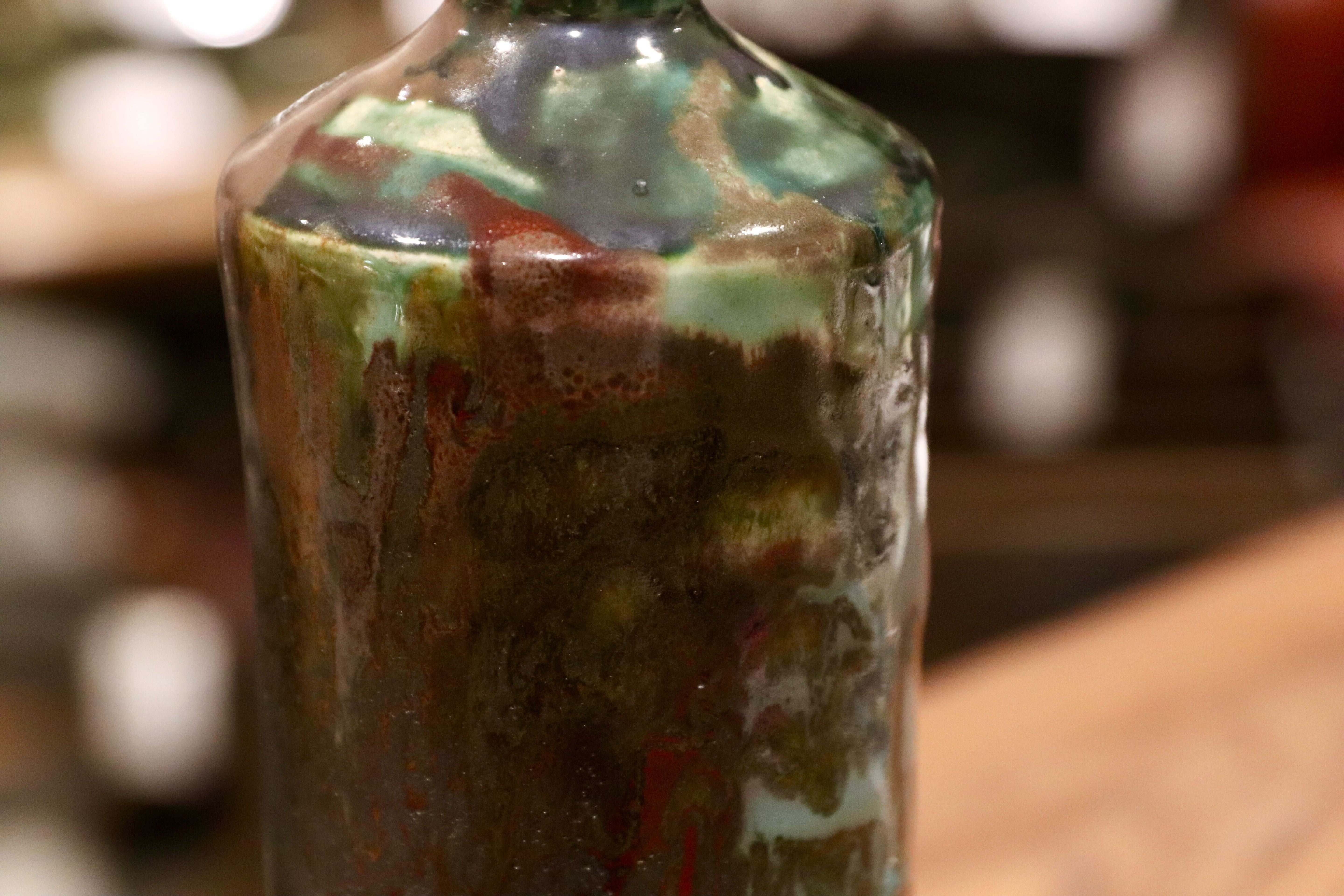 GMIO201C○丹文窯 / Tanbungama ウォーターボトル 丹波立杭焼 一点物 ミャクミャク模様 花瓶 フラワーベース