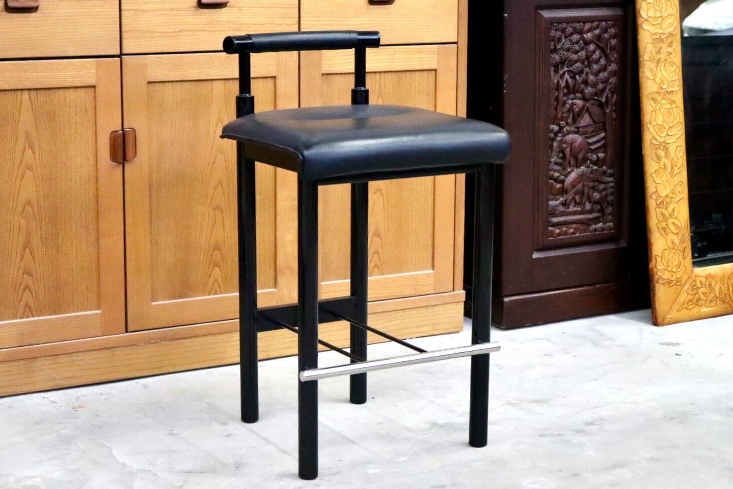 GMIS434B○モリシゲ / MORISHIGE カウンターチェア ハイチェア ハイスツール アームレスチェア 椅子 本革 天然木 漆 ブラック 国産家具