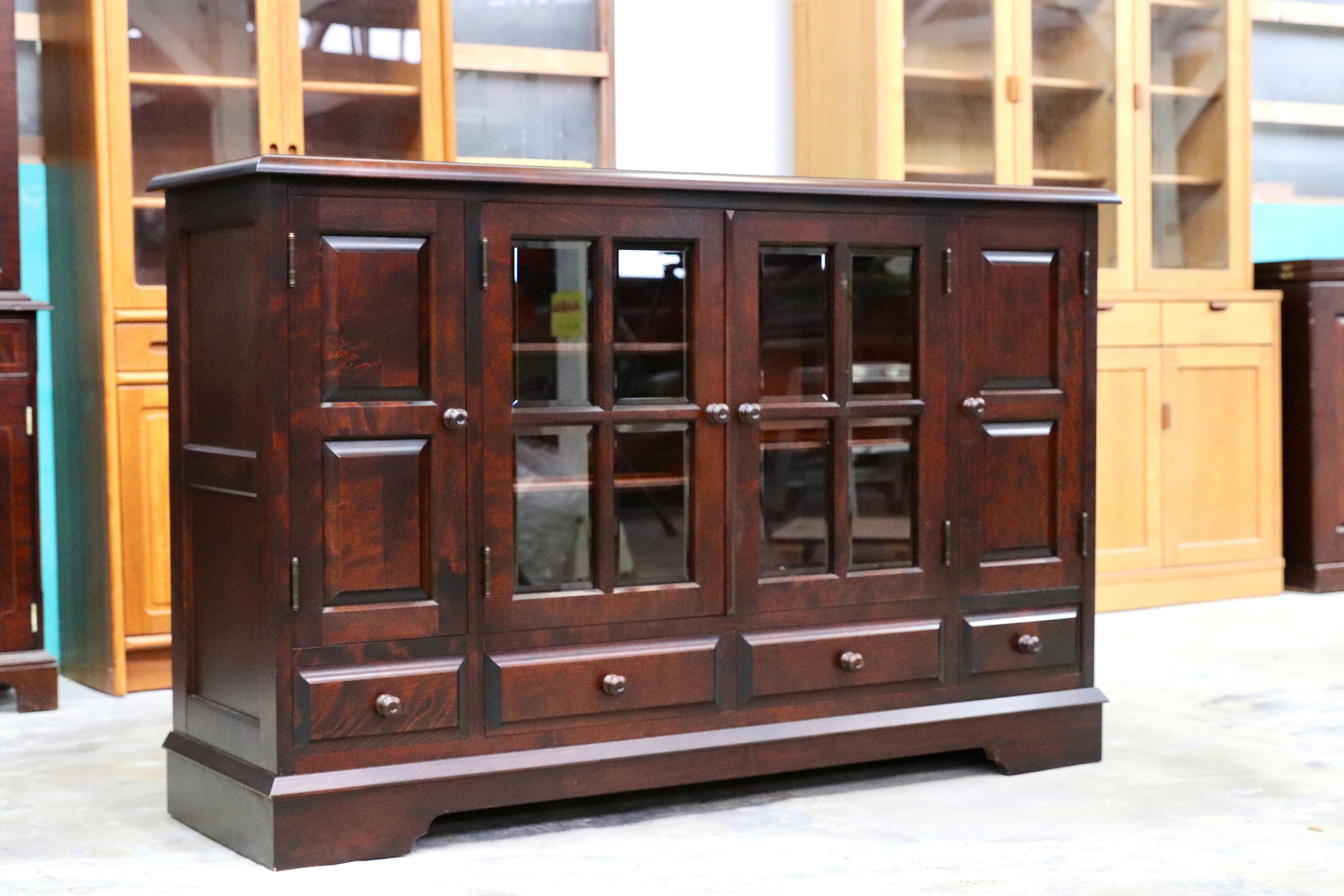 GMIS285○北海道民芸家具 樺材 サイドボード リビングボード 収納家具 飛騨産業 和家具 和モダン レトロ