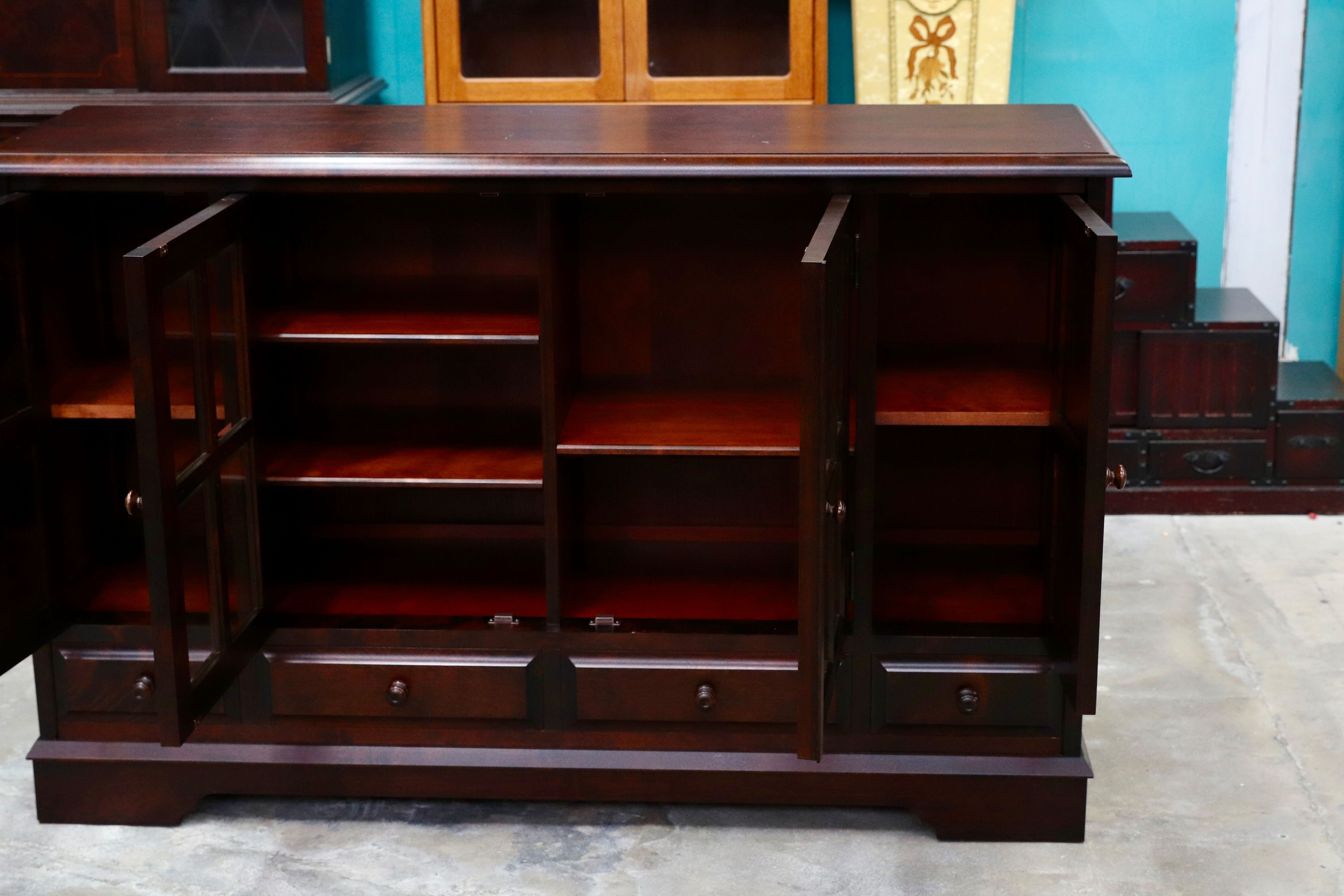 GMIS285○北海道民芸家具 樺材 サイドボード リビングボード 収納家具 飛騨産業 和家具 和モダン レトロ