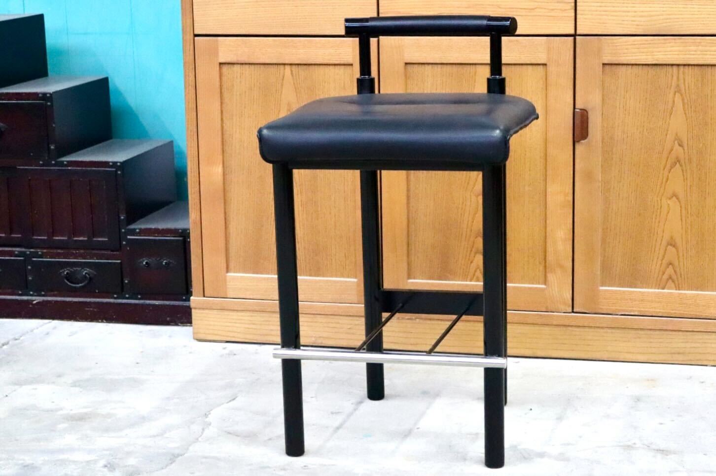 GMIS434C○モリシゲ / MORISHIGE カウンターチェア ハイチェア ハイスツール アームレスチェア 椅子 本革 天然木 漆 ブラック 国産家具