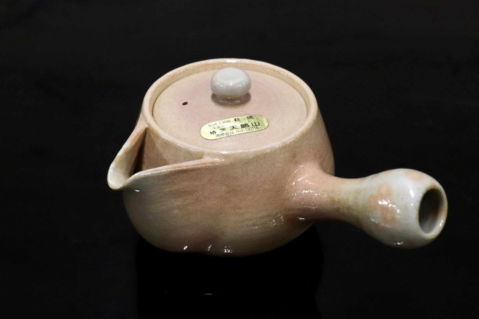 GMJH332AA◯萩焼 椿窯 天鵬山 廣瀬淡雅 急須 横手急須 茶注 煎茶器