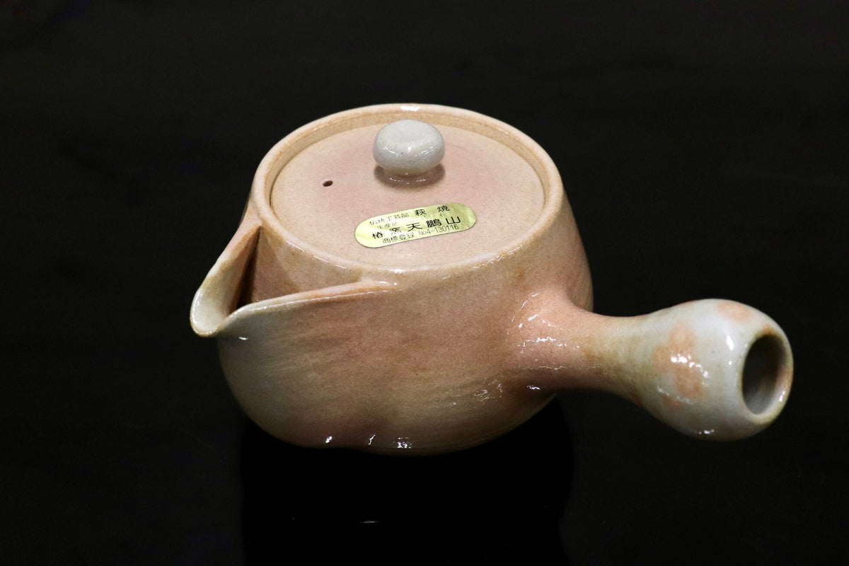 GMJH332AA◯萩焼 椿窯 天鵬山 廣瀬淡雅 急須 横手急須 茶注 煎茶器 煎茶道具 茶器 茶道具 和食器 陶器 在銘 伝統工芸 和モダン