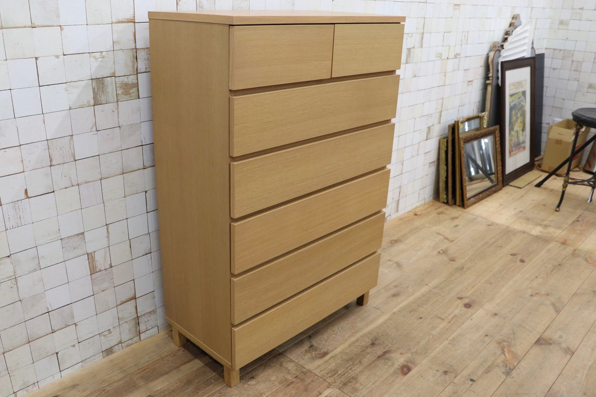 GMJS302C〇無印良品 / MUJI オーク材 チェスト 6段ワイド 7杯 幅80cm 天然木 北欧 ナチュラル