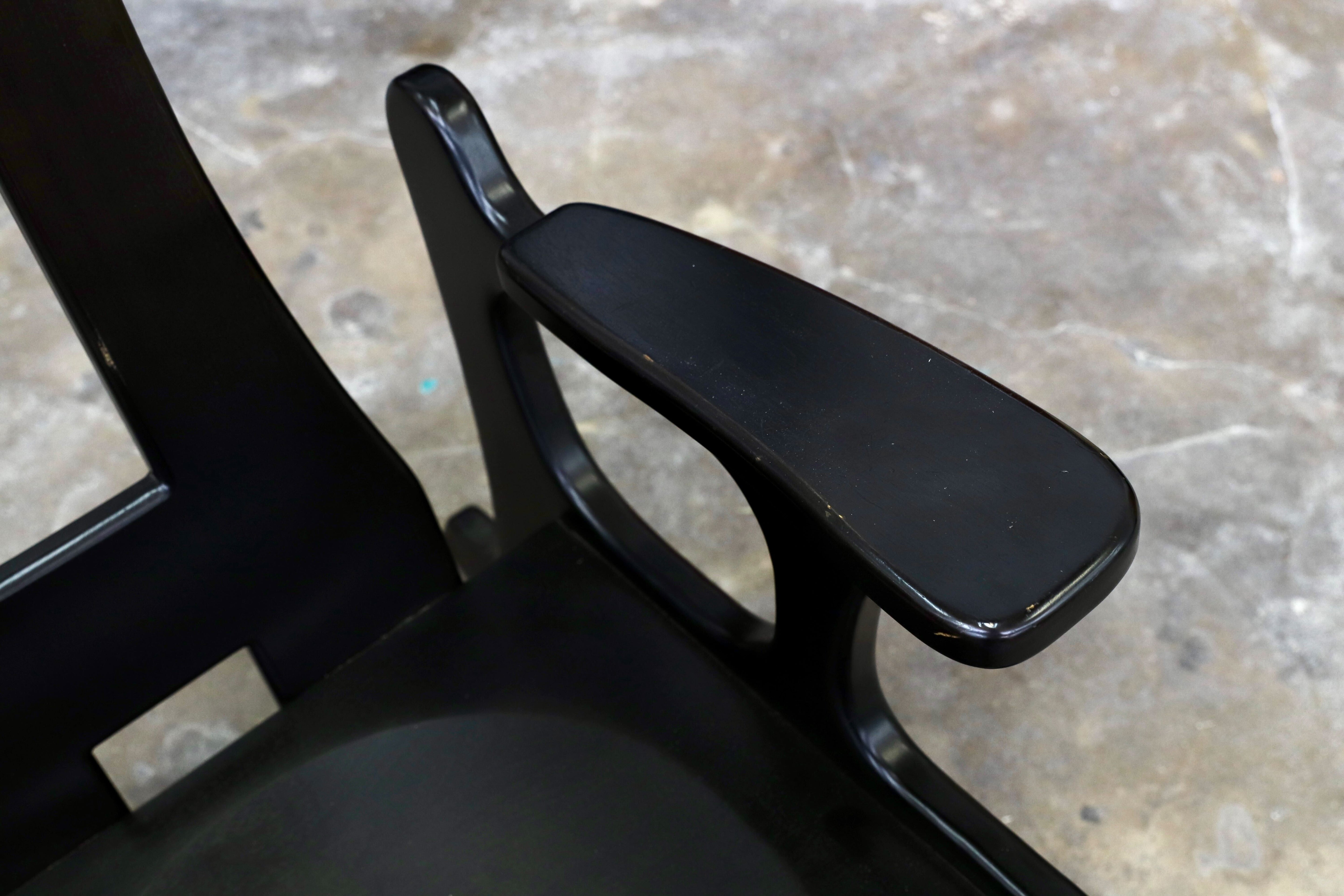 GMIK522○イタリアモダン ブラック 木製 ロッキングチェア 揺り椅子 ヴィンテージ