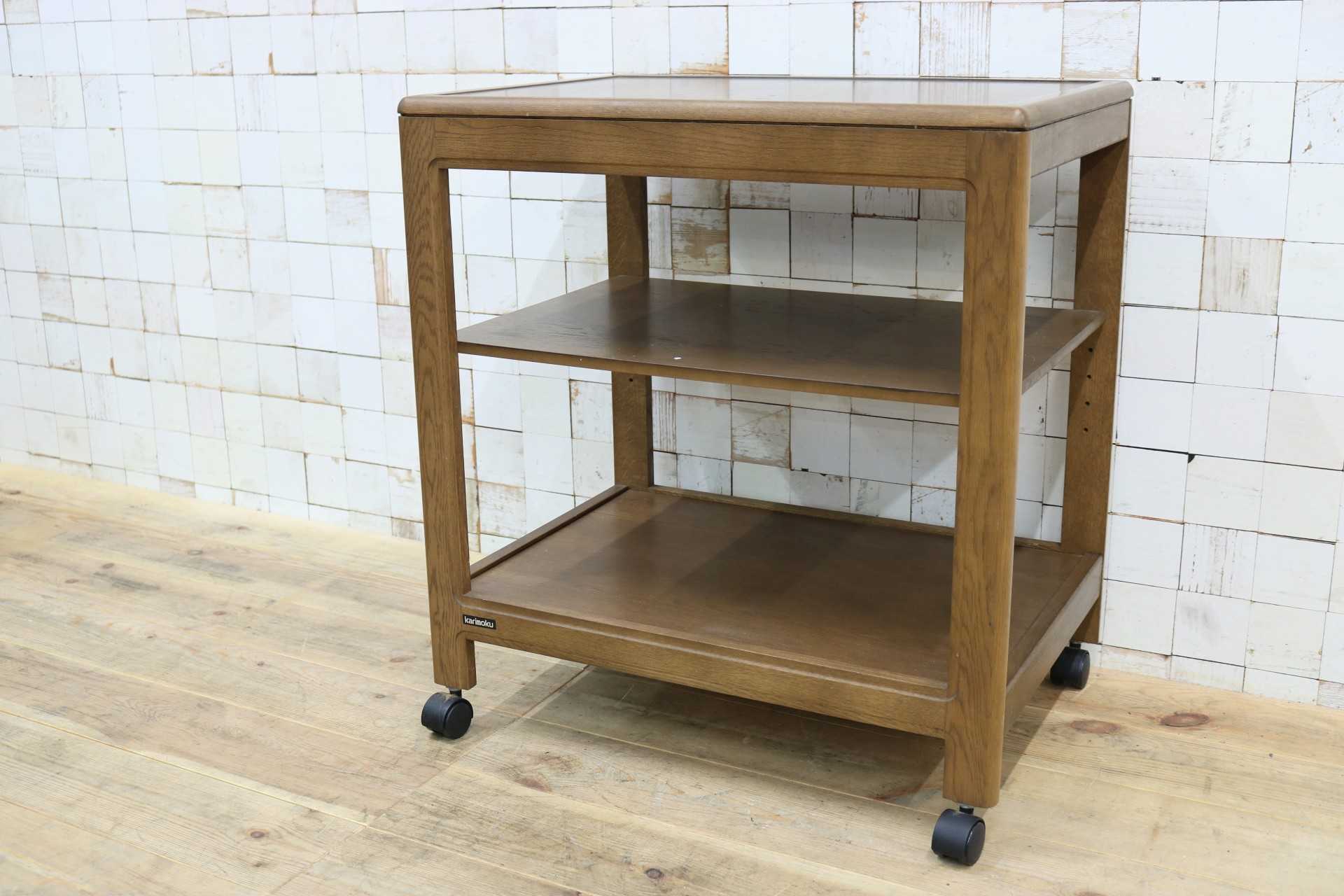 GMIS309○karimoku / カリモク キッチンワゴン ダイニングワゴン サイドテーブル キャスター オーク材 木製 北欧 モダン 国産家具