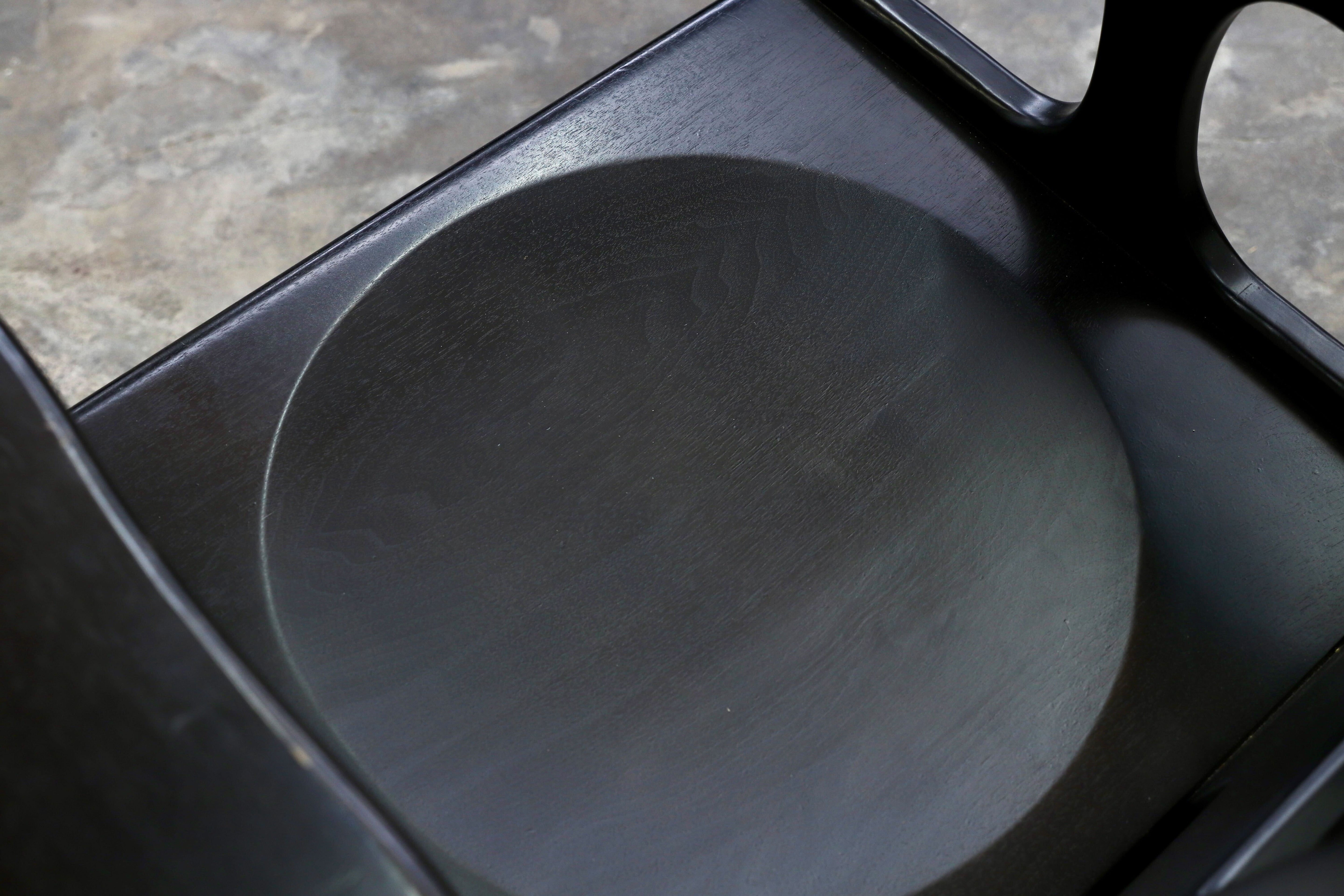 GMIK522○イタリアモダン ブラック 木製 ロッキングチェア 揺り椅子 ヴィンテージ