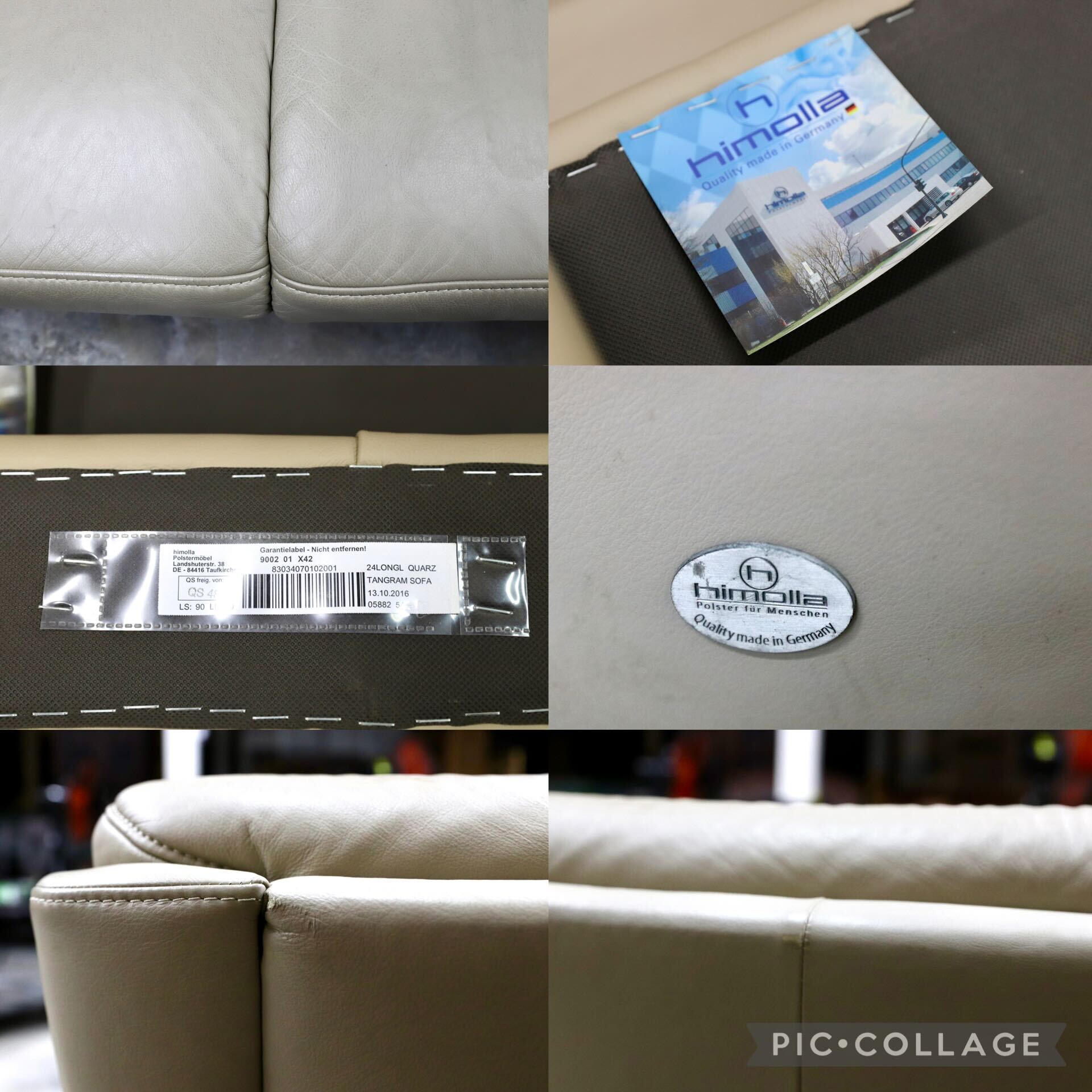 GMIH227○himolla / ヒモラ ベルク 2.5人掛けソファ ラブソファ 長椅子 本革 レザー サンドベージュ色 IDC大塚家具 ドイツ オットマン付き