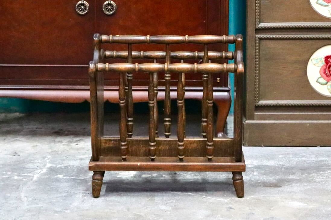 GMIK806○飛騨産業 / HIDA キツツキ マガジンラック ブックスタンド スリッパラック 木製 雑誌 本 収納 レトロ