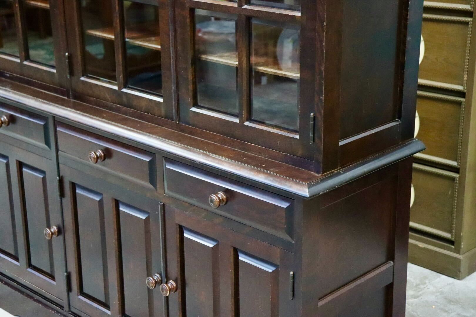 GMIS311○北海道民芸家具 食器棚 水屋棚 キャビネット 飾り棚 樺材 民藝 和モダン 古民家 アンティーク レトロ 飛騨産業