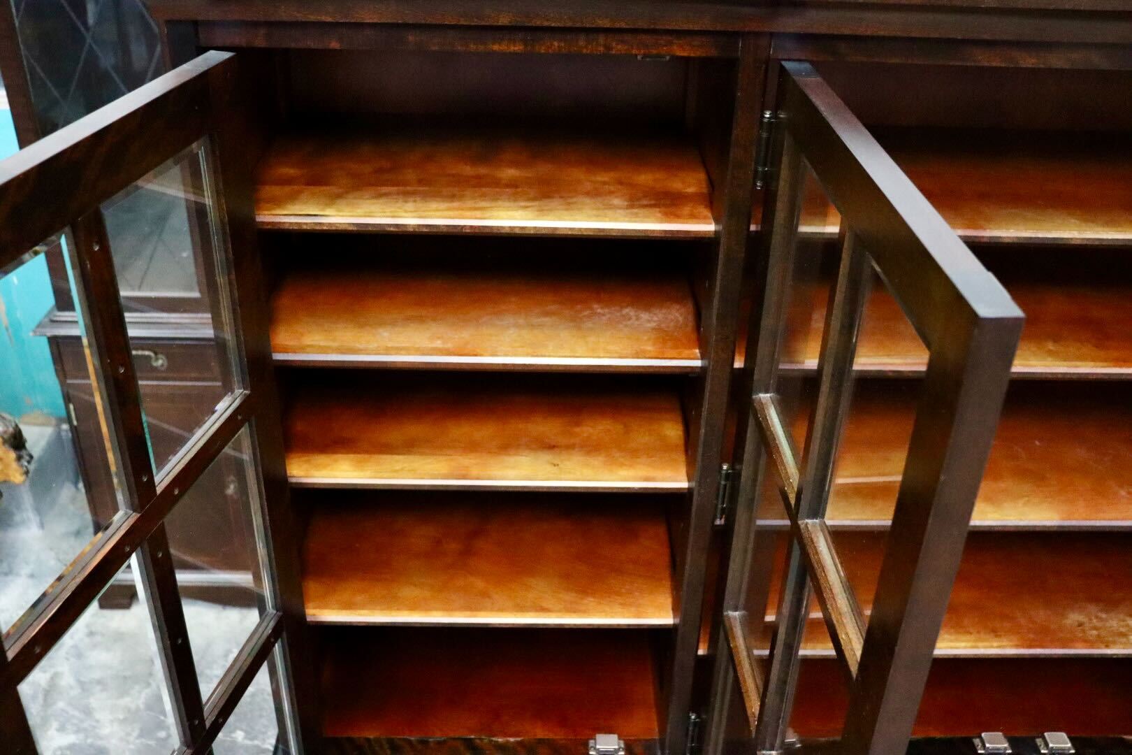 GMIS311○北海道民芸家具 食器棚 水屋棚 キャビネット 飾り棚 樺材 民藝 和モダン 古民家 アンティーク レトロ 飛騨産業