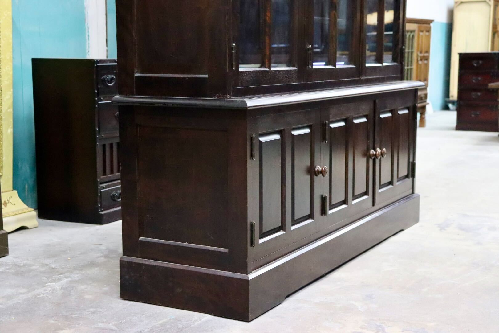 GMIS312○北海道民芸家具 本棚 書棚 飾り棚 キャビネット 食器棚 樺材 民藝 和モダン 和家具 古民家 レトロ アンティーク 飛騨産業