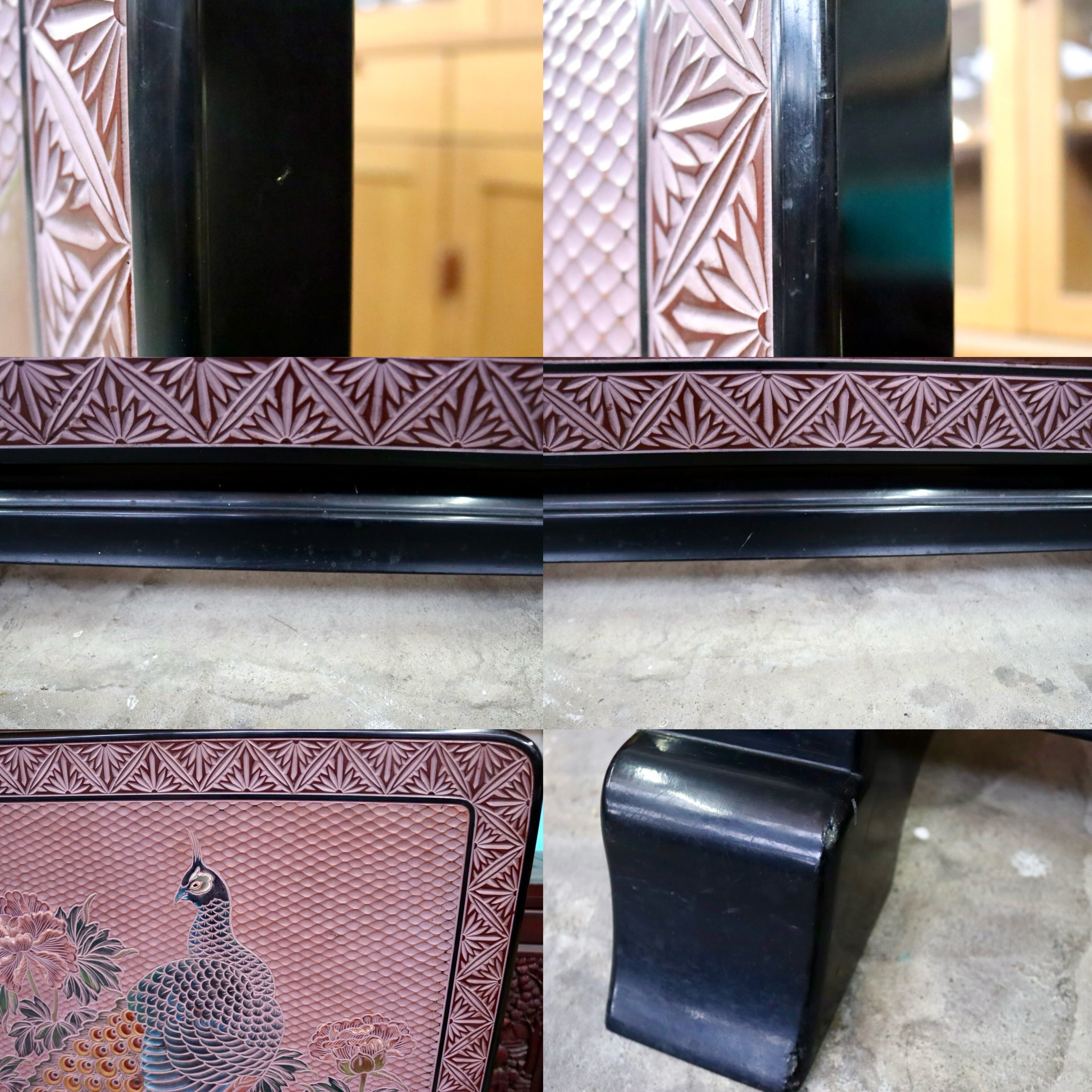 GMIH512○衝立 パーテーション オブジェ 飾り板 仕切り板 間仕切り 和家具 龍 孔雀 和モダン 和室 座敷 古民家 レトロ