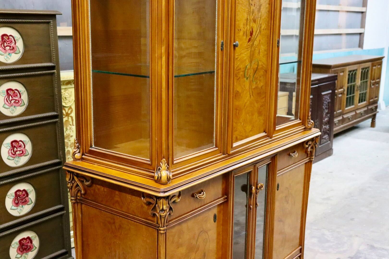 GMIS320○CL ITALIA 最高級 ガラスキャビネット キュリオケース 飾り棚