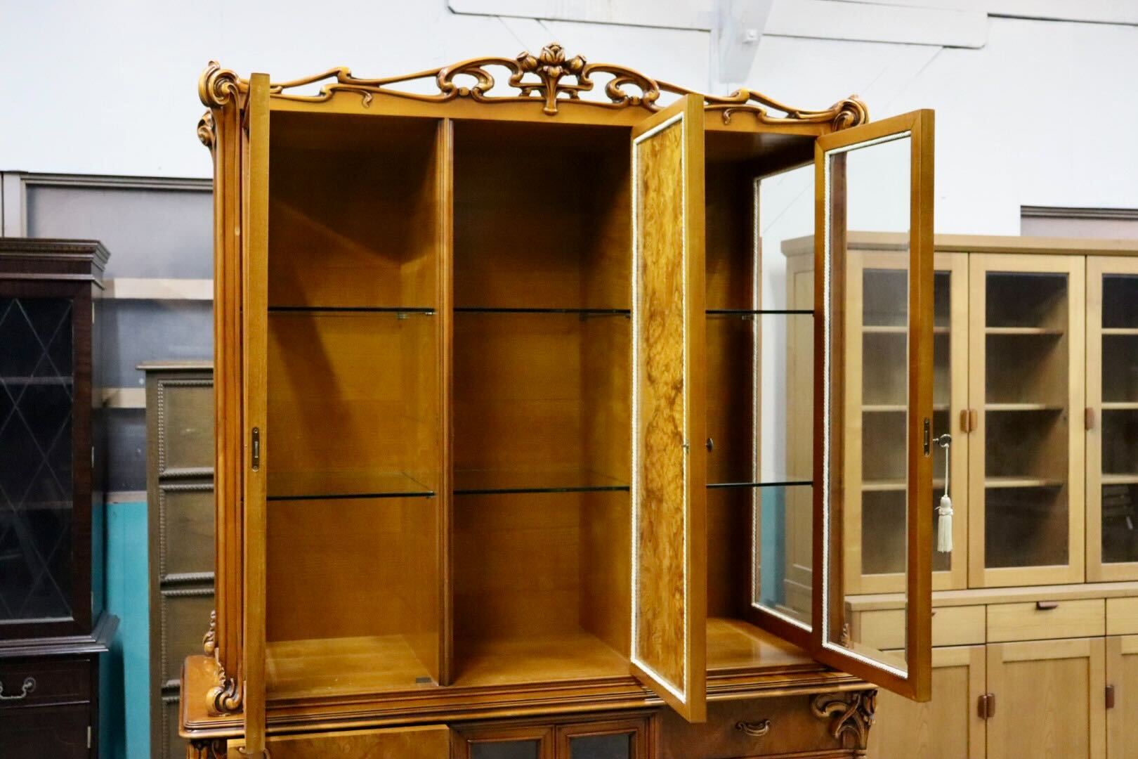 GMIS320○CL ITALIA 最高級 ガラスキャビネット キュリオケース 飾り棚