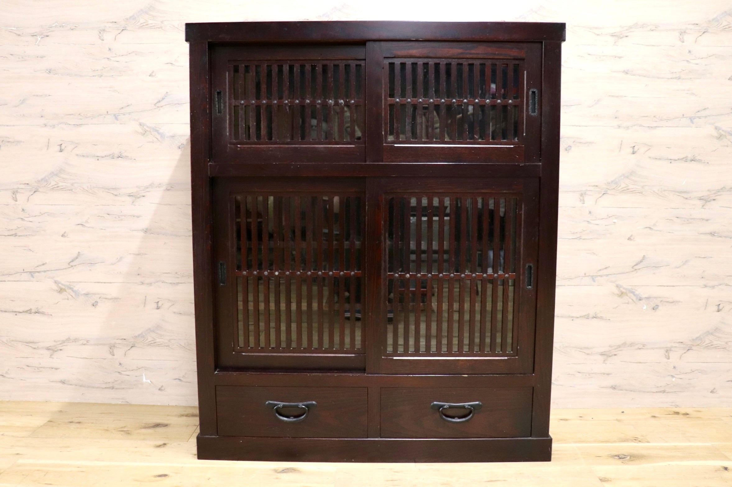 GMJK187○茶箪笥 茶棚 キャビネット 飾り棚 引き出し 収納家具 和室 古民家 和家具 和モダン アンティーク レトロ