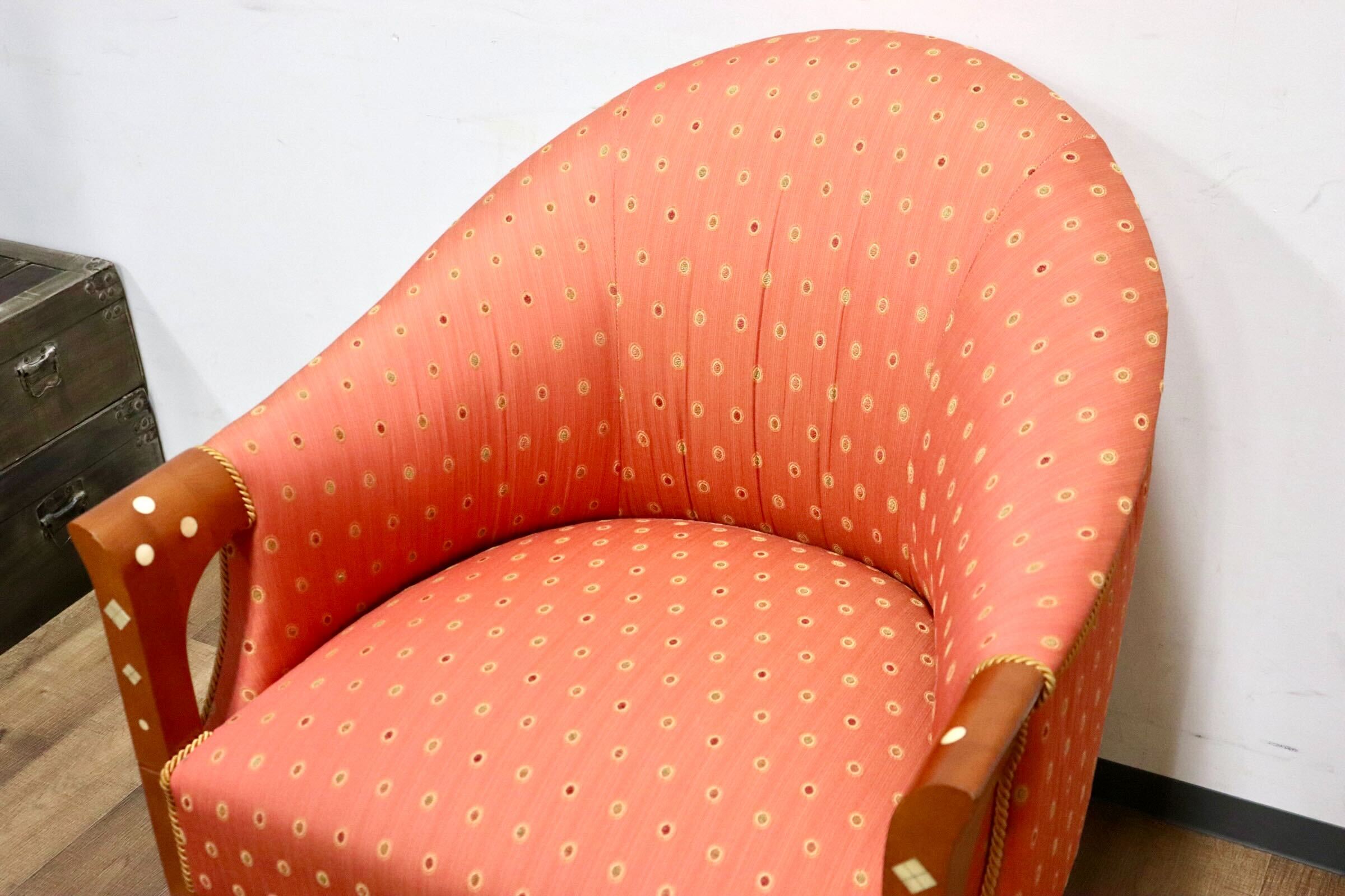 GMHK213○西洋アンティーク 1人掛けソファ シングルソファ アームチェア ファブリック モダン クイーンアン様式 クラシック ヨーロピアン